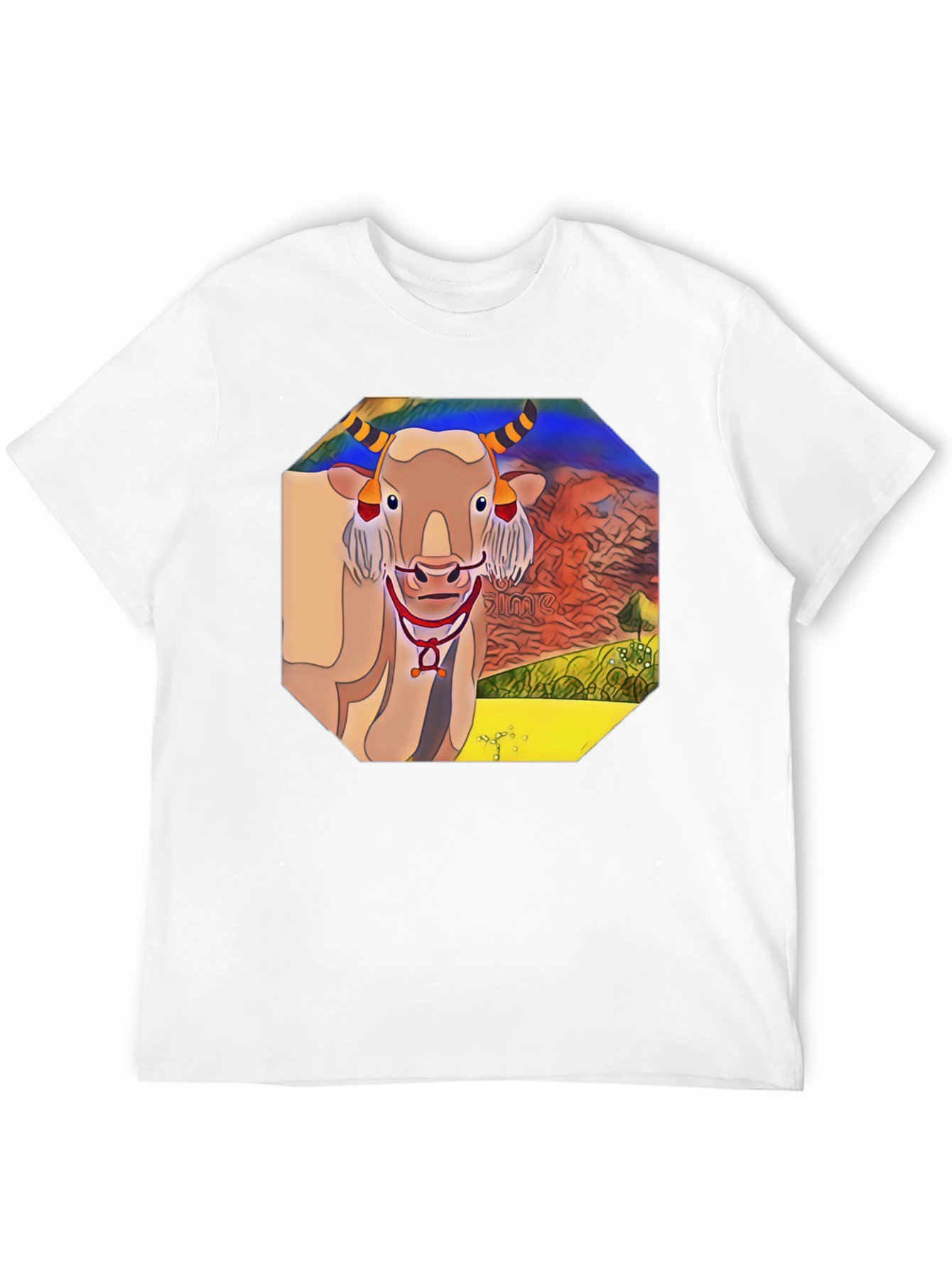 Unique Graphic Tee - Cartoon Bull Design