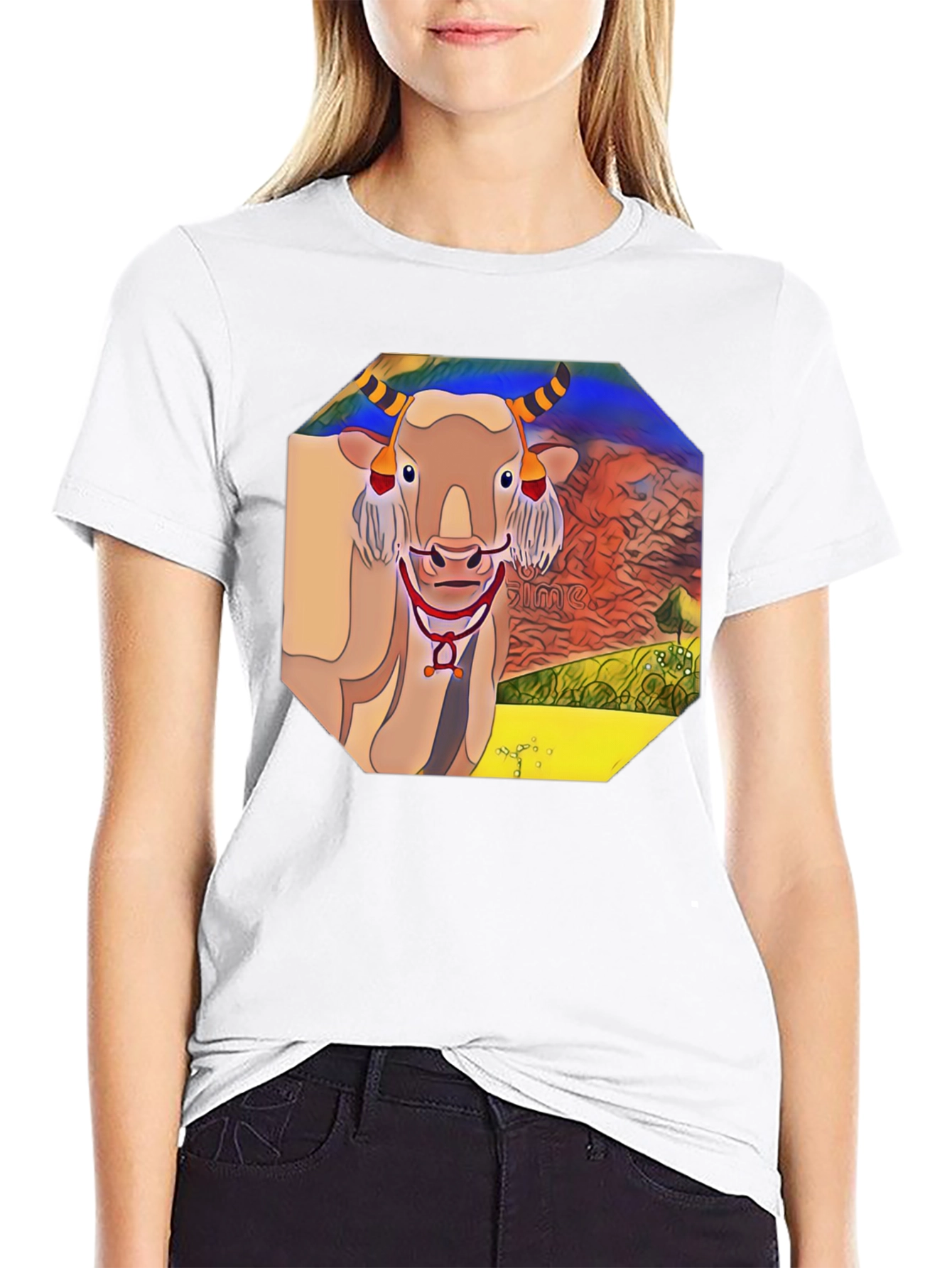 Unique Graphic Tee - Cartoon Bull Design