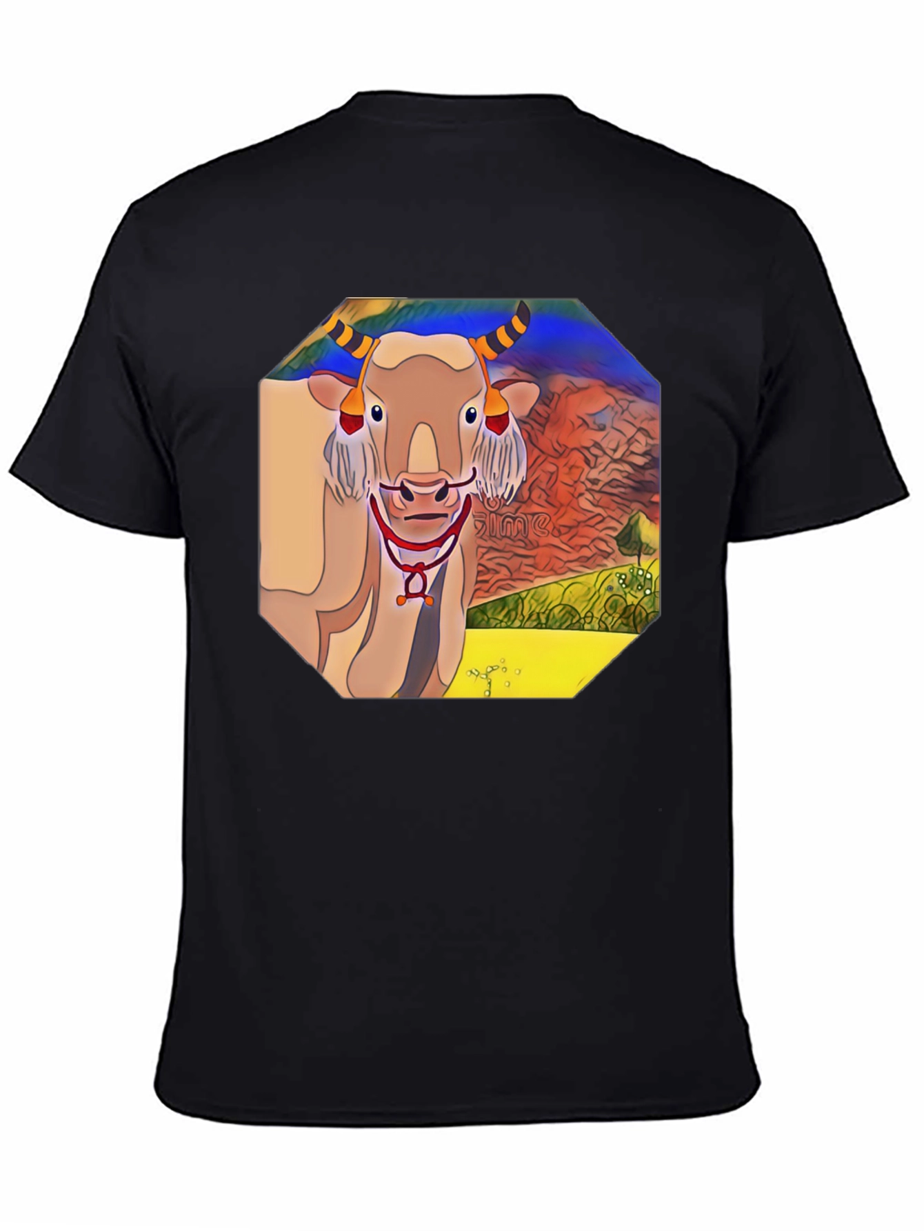 Unique Graphic Tee - Cartoon Bull Design