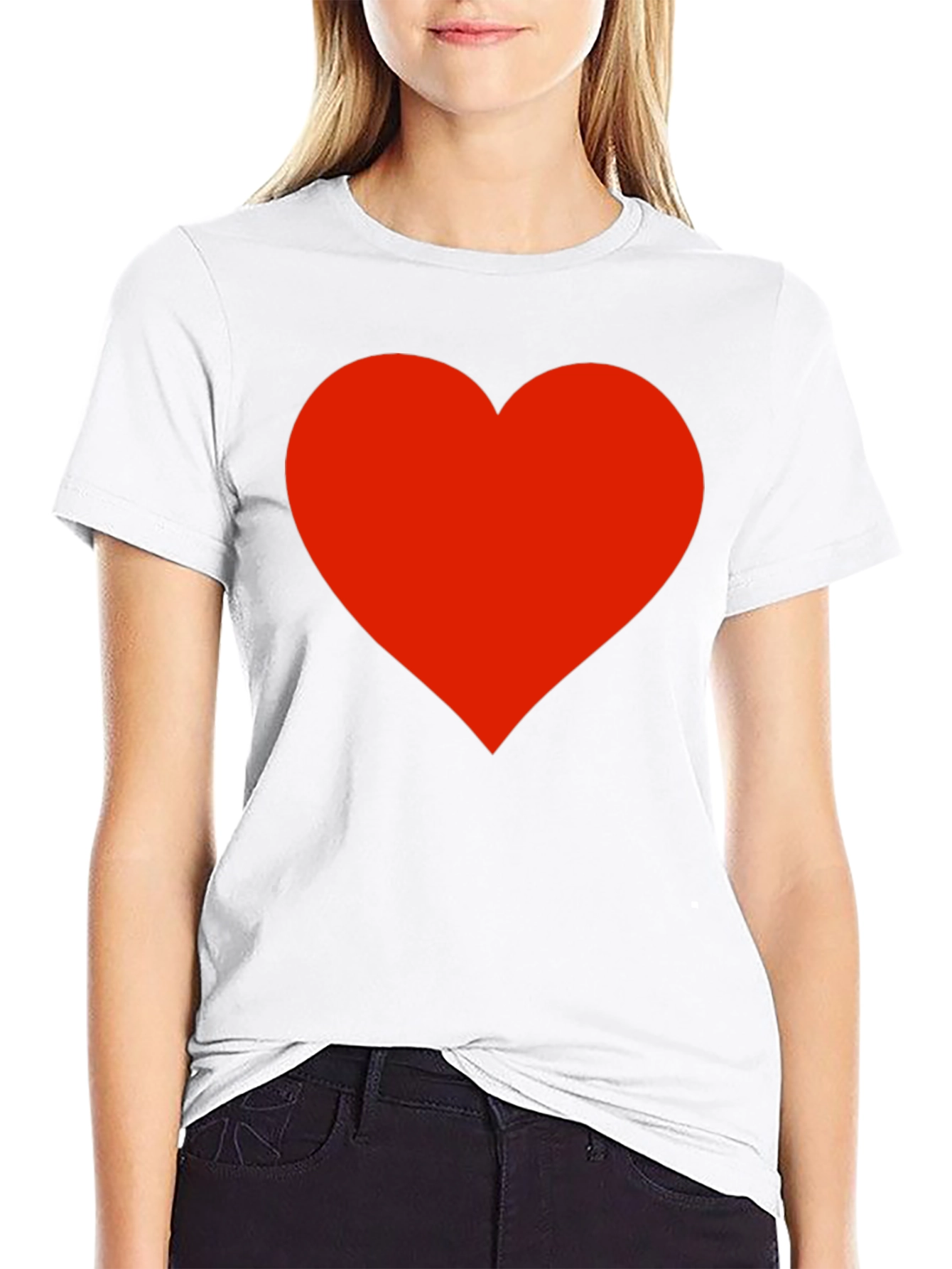Black T-Shirt with Red Heart Graphic