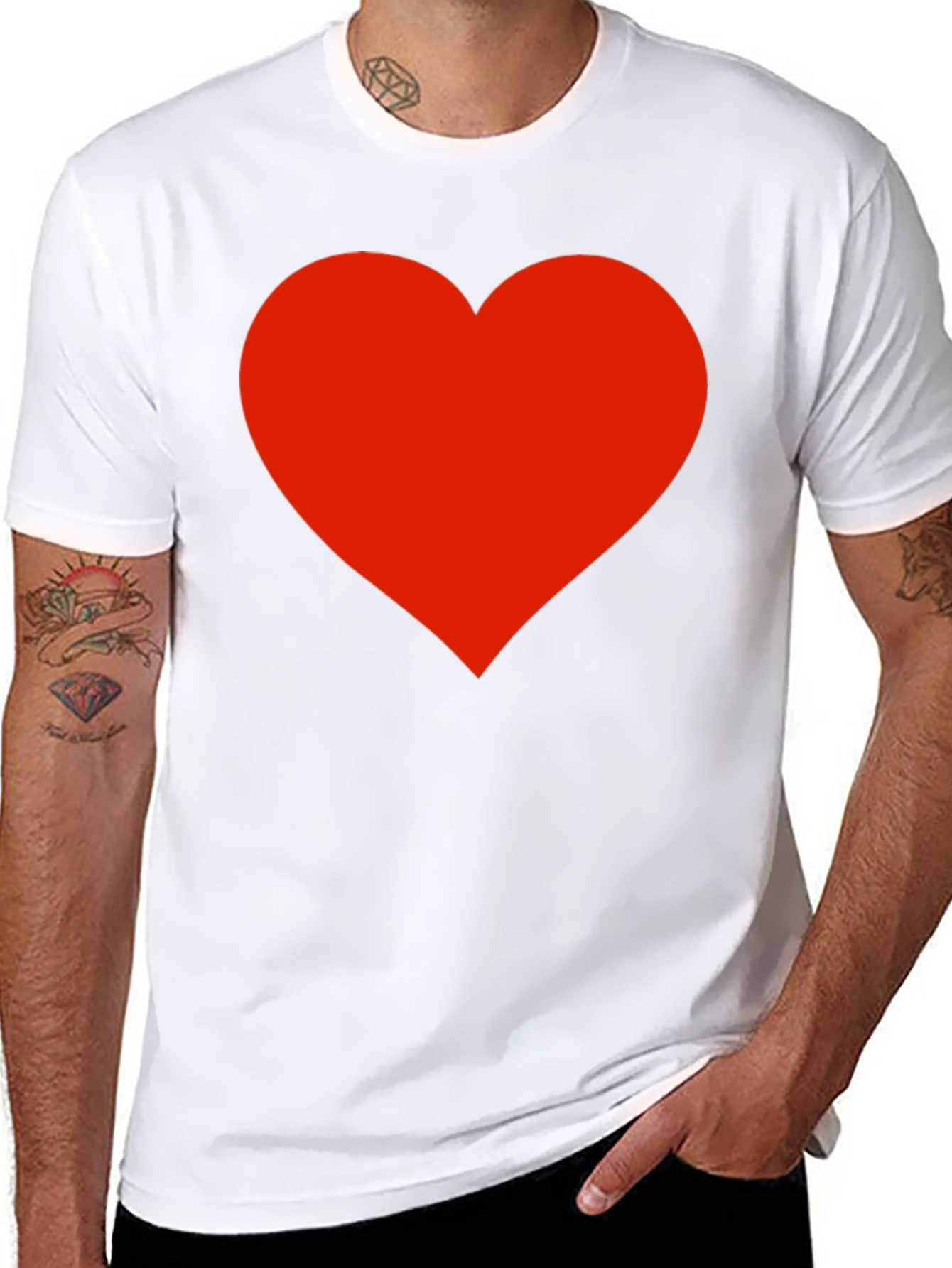 Black T-Shirt with Red Heart Graphic