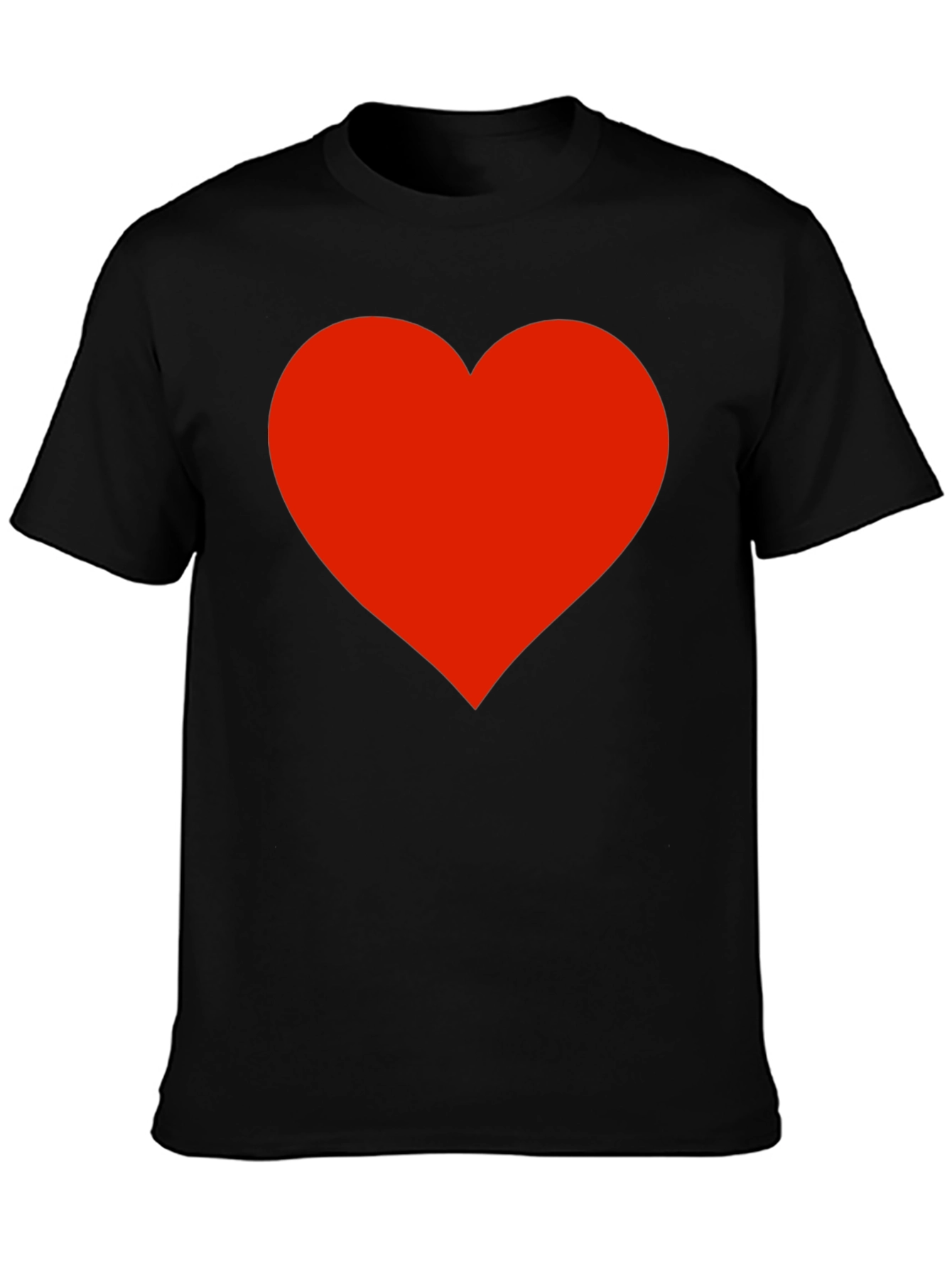 Black T-Shirt with Red Heart Graphic