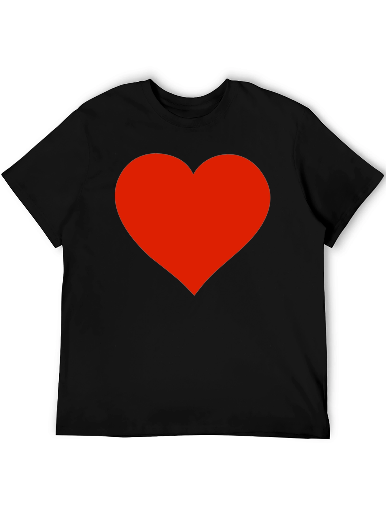 Black T-Shirt with Red Heart Graphic
