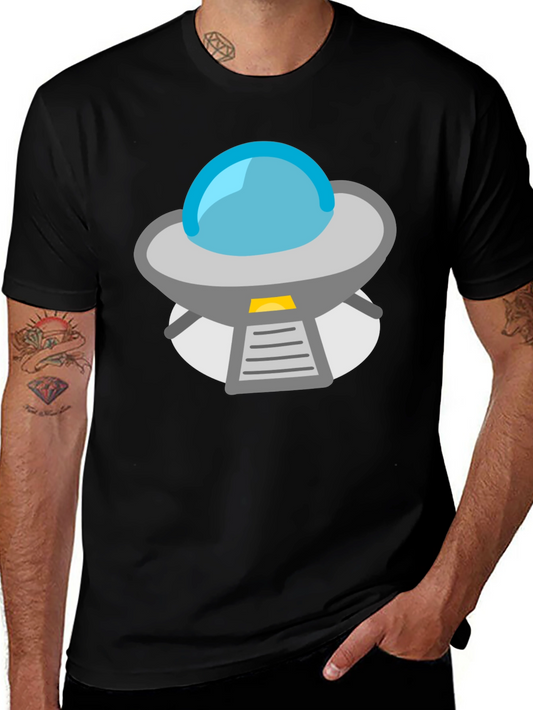 UFO Graphic T-Shirt - Black Short Sleeve Casual