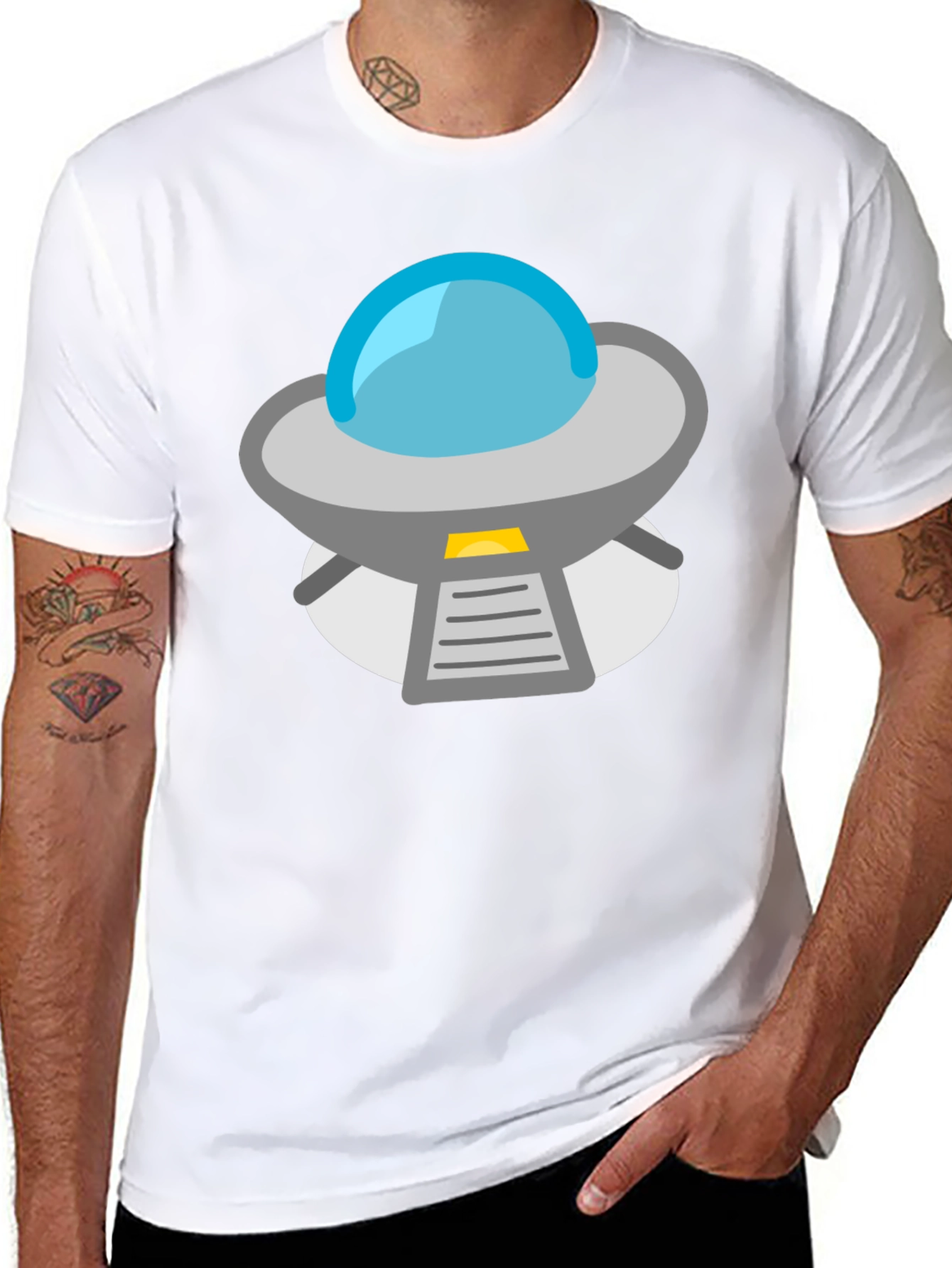 UFO Graphic T-Shirt - Black Short Sleeve Casual