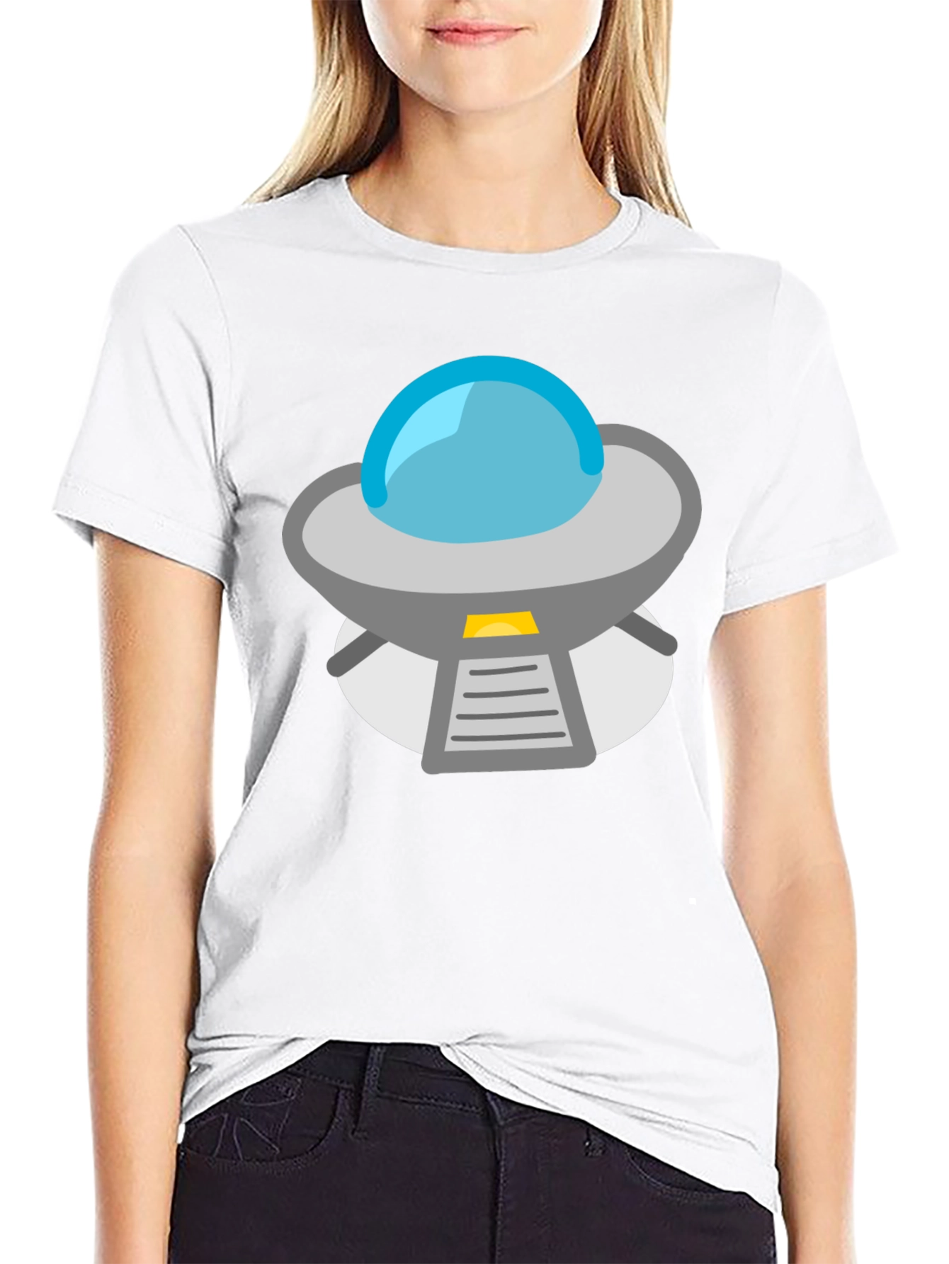 UFO Graphic T-Shirt - Black Short Sleeve Casual