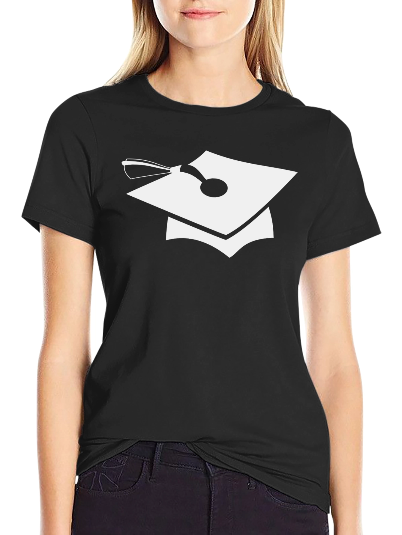 Graduation Cap Graphic Tee - Black