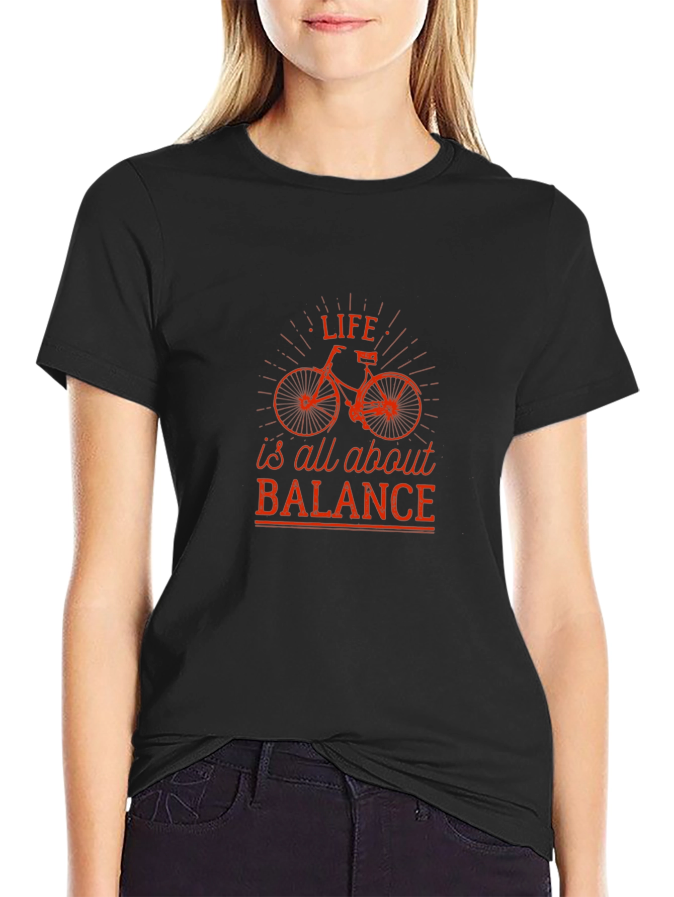 Life Balance Bicycle Graphic Tee - Black Cotton T-Shirt