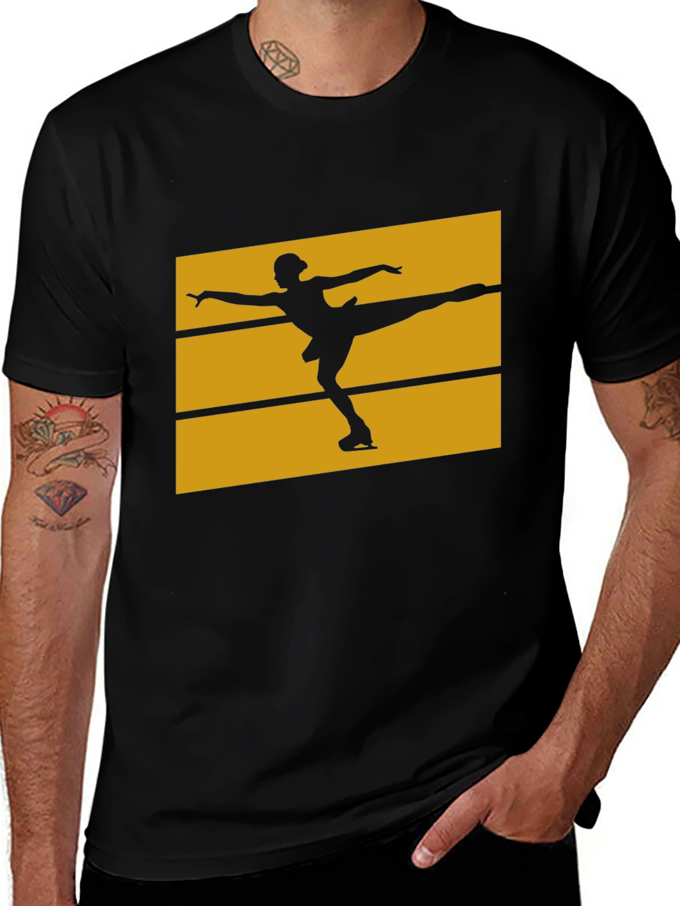 Figure Skating Graphic Tee - Black Cotton T-Shirt