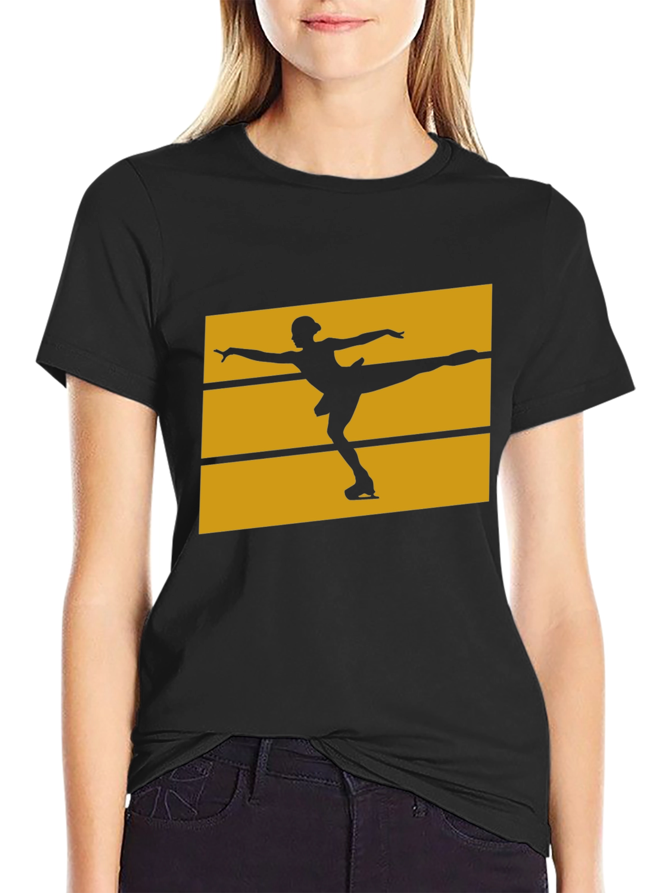 Figure Skating Graphic Tee - Black Cotton T-Shirt