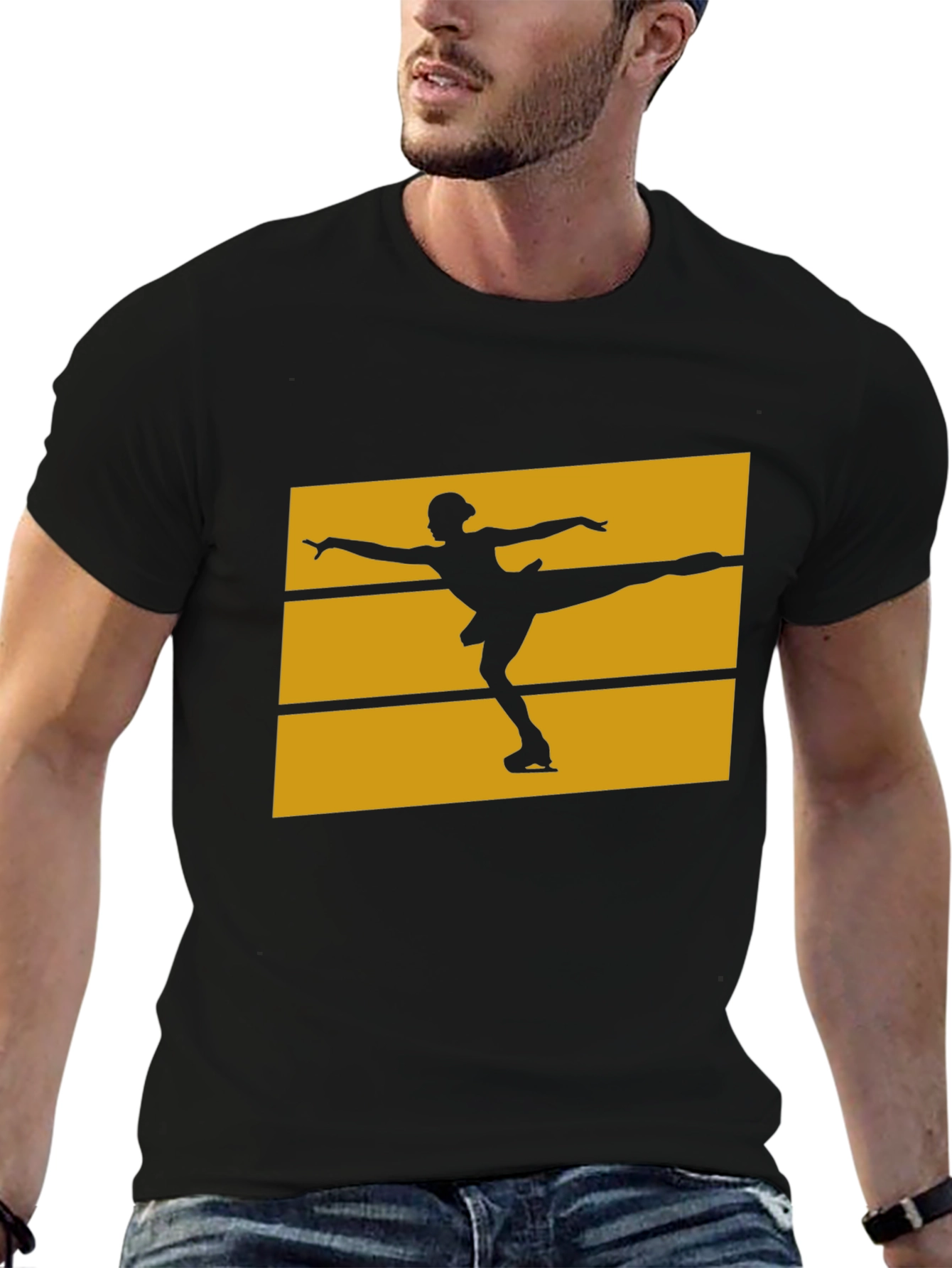 Figure Skating Graphic Tee - Black Cotton T-Shirt