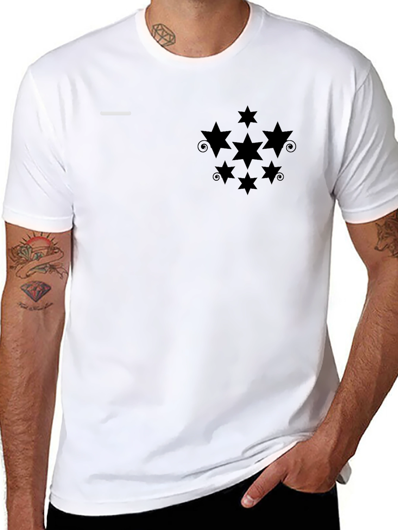 Modern Black Graphic Tee with Star Design