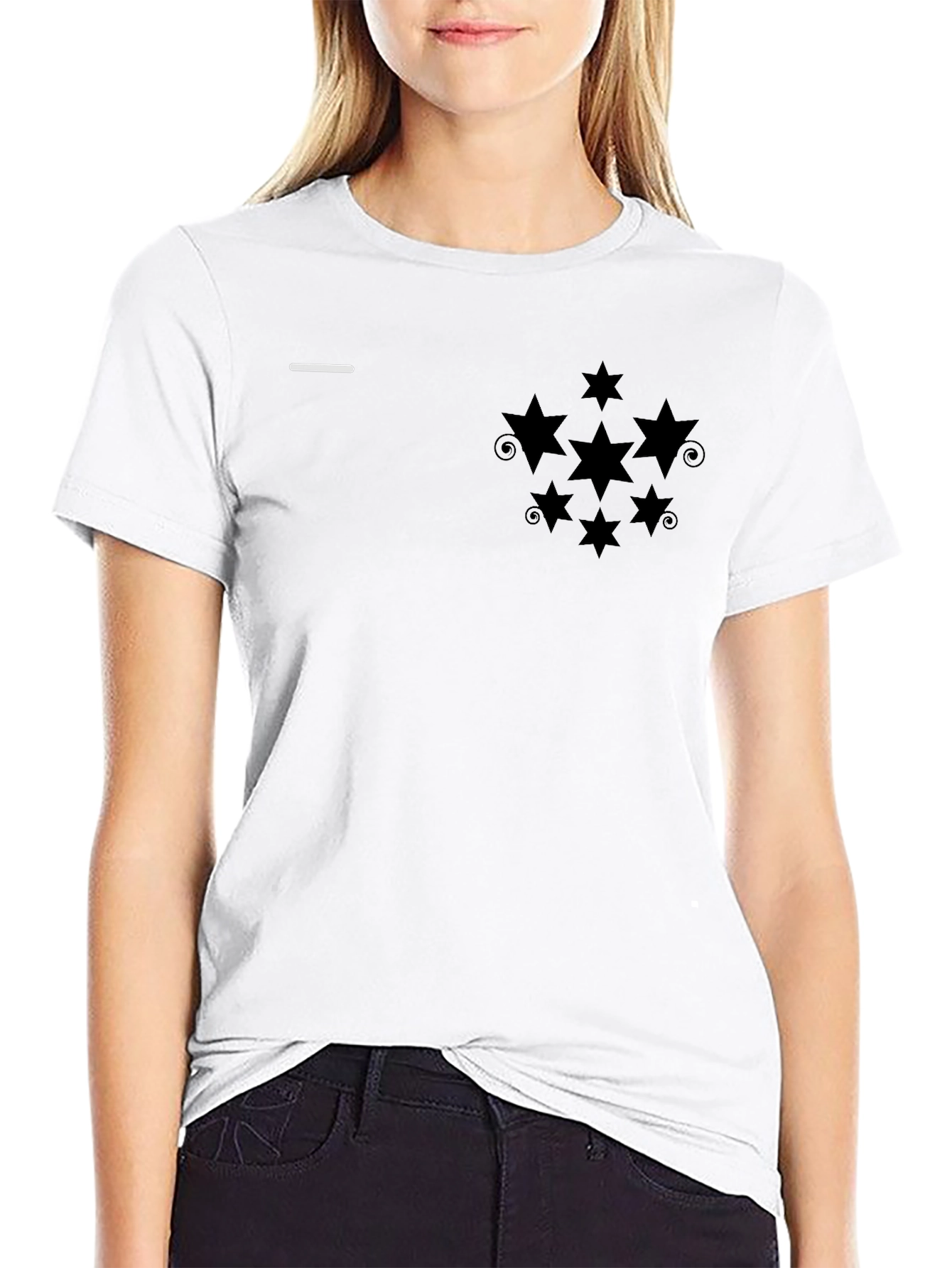 Modern Black Graphic Tee with Star Design