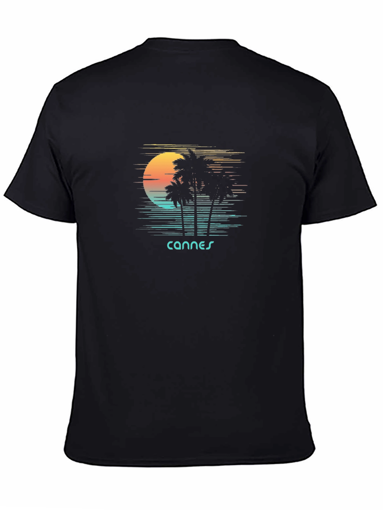 Retro Cannes Palm Tee - Black