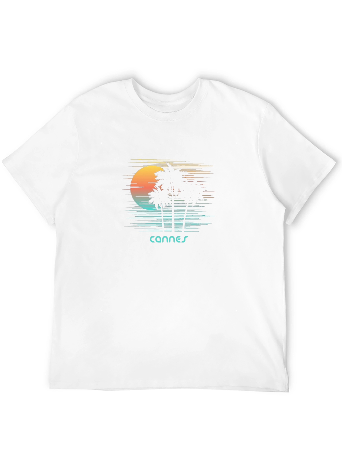 Retro Cannes Palm Tee - Black