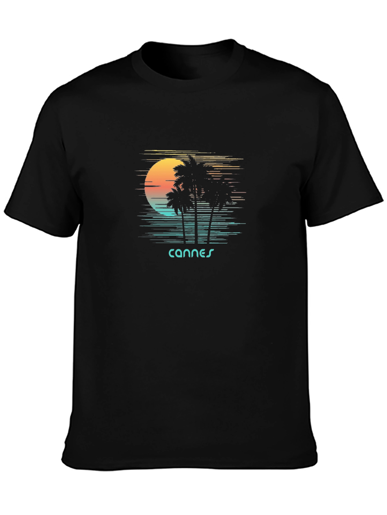 Retro Cannes Palm Tee - Black