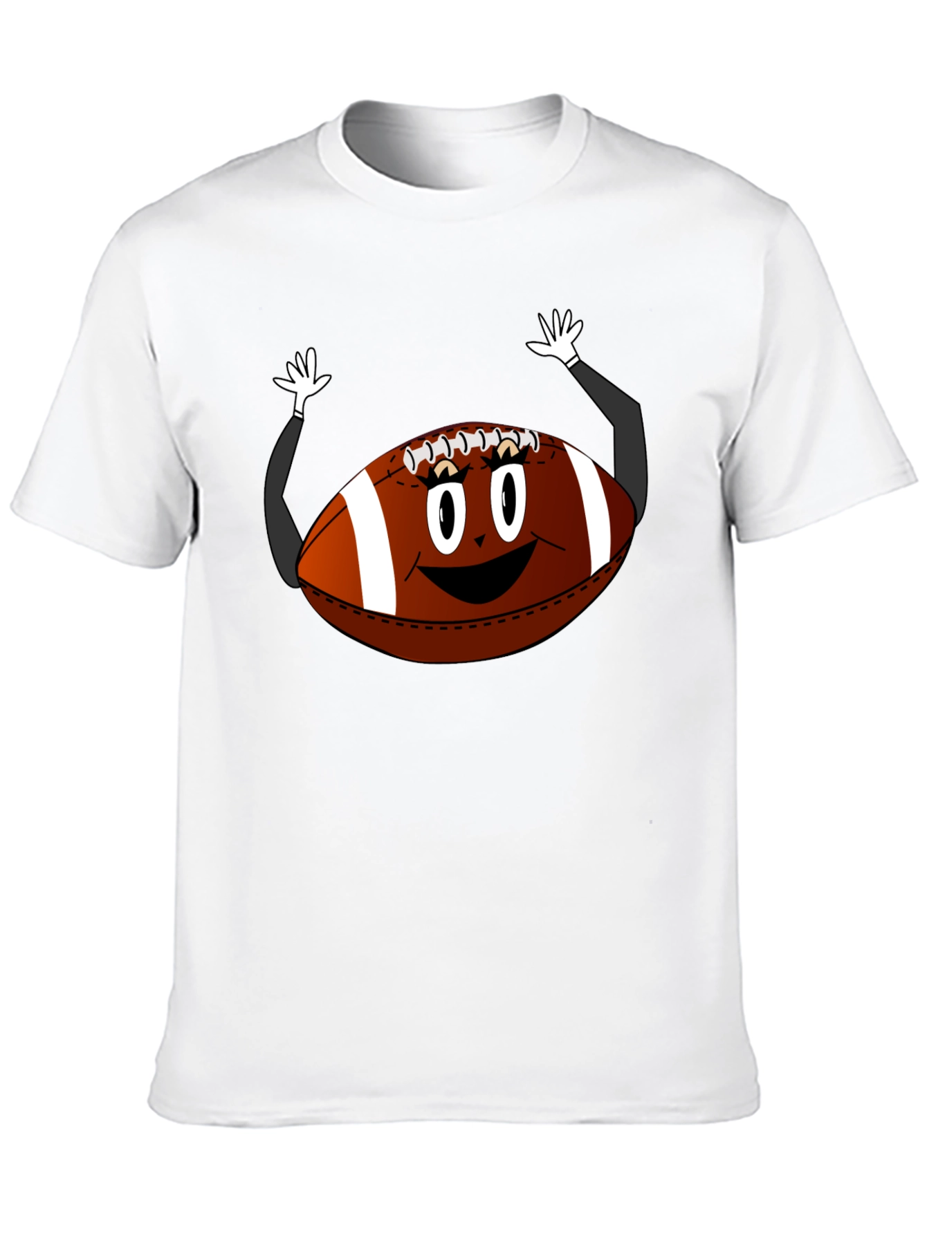 Funny Football Cartoon Black T-Shirt