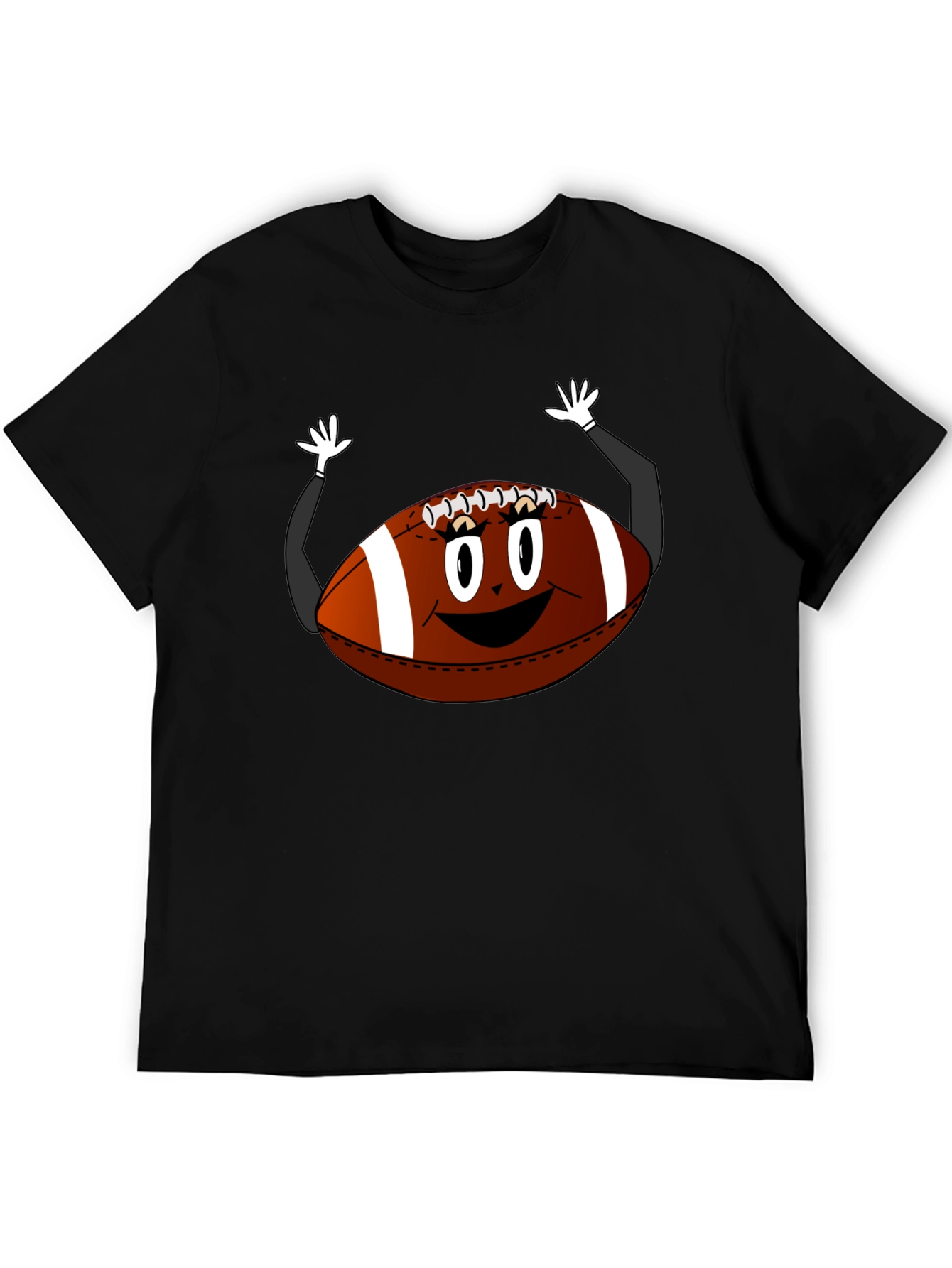 Funny Football Cartoon Black T-Shirt