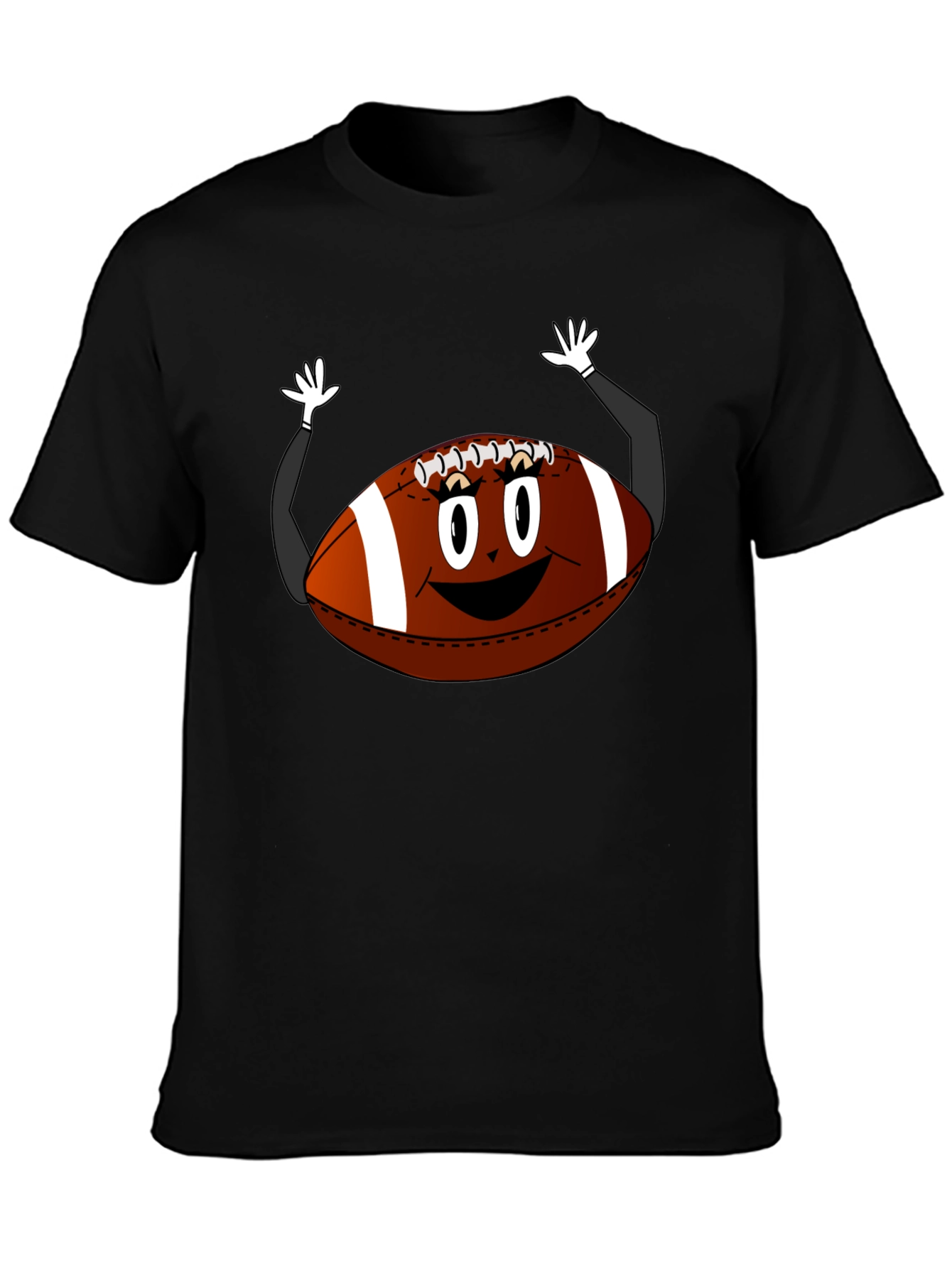 Funny Football Cartoon Black T-Shirt