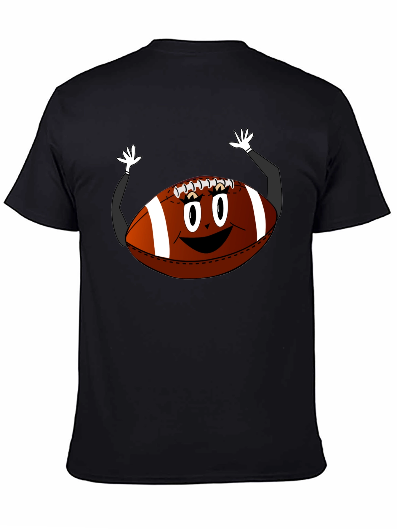 Funny Football Cartoon Black T-Shirt