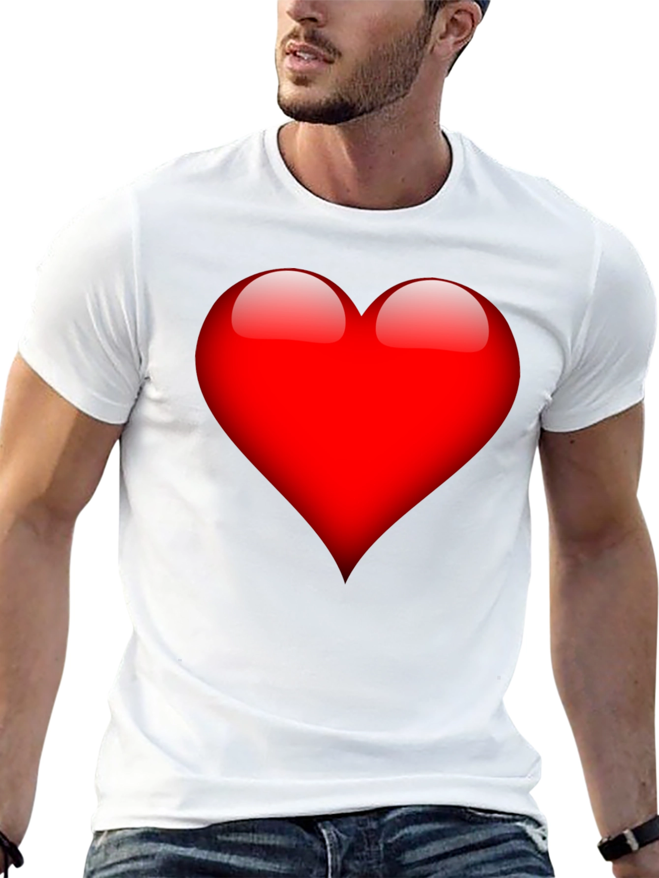 Bold Red Heart Graphic Black T-Shirt