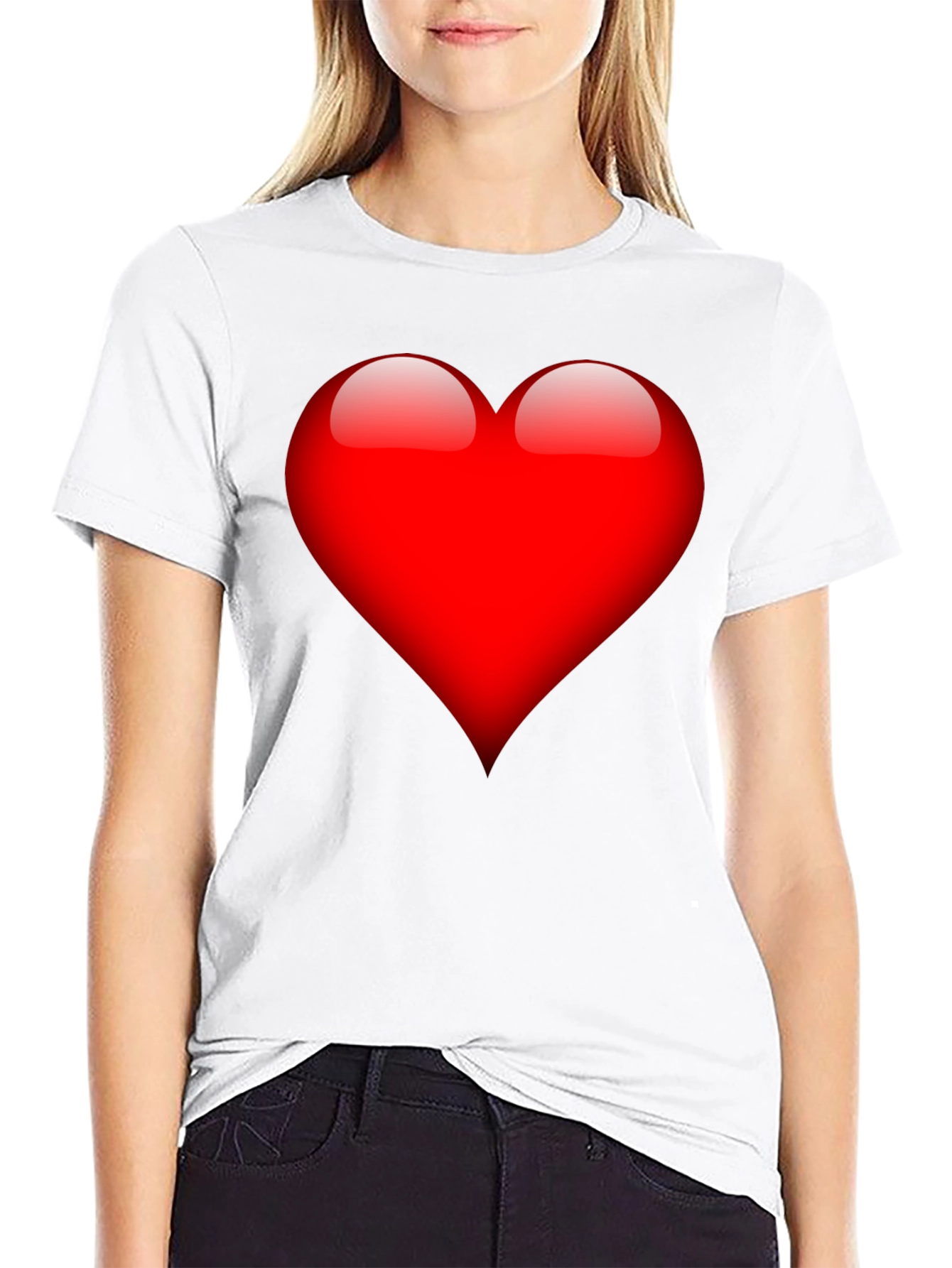 Bold Red Heart Graphic Black T-Shirt