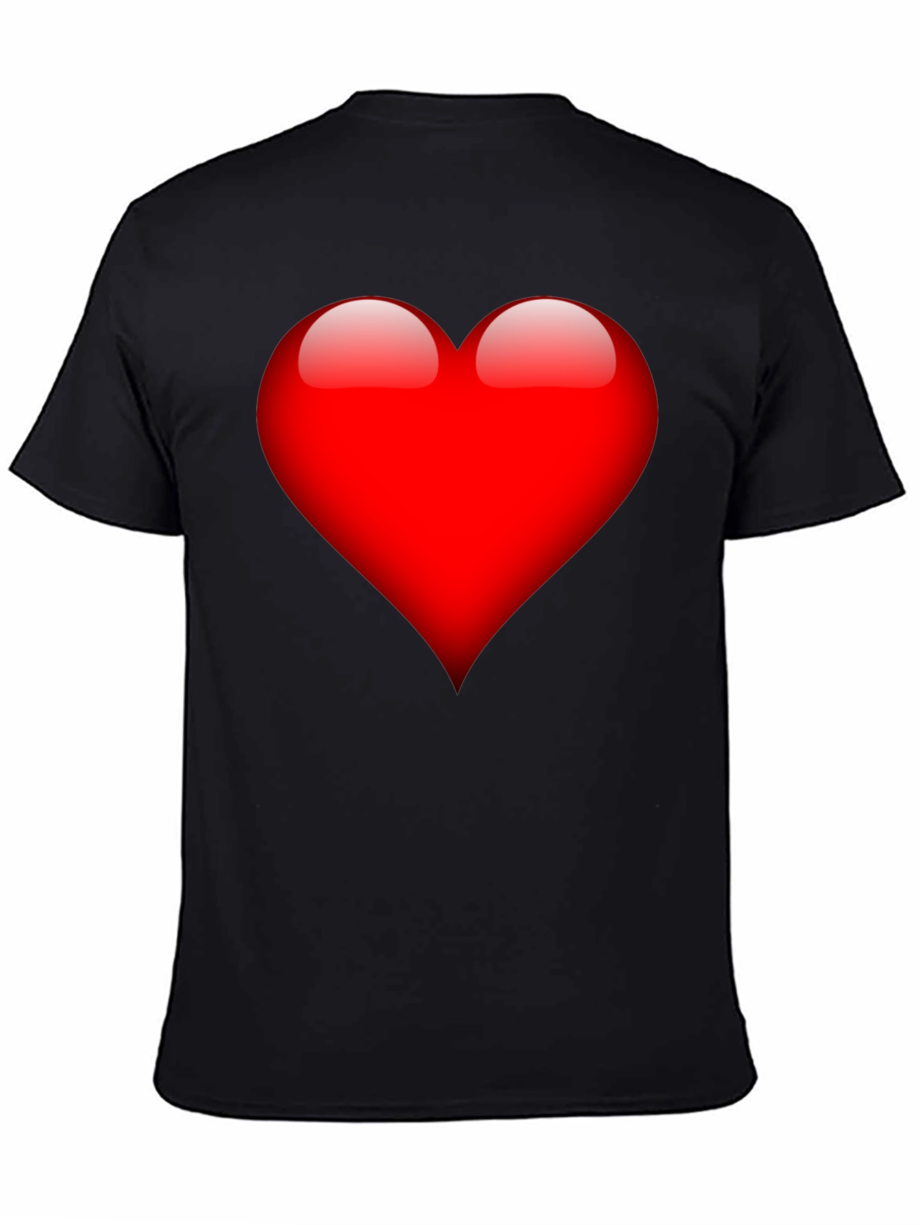 Bold Red Heart Graphic Black T-Shirt