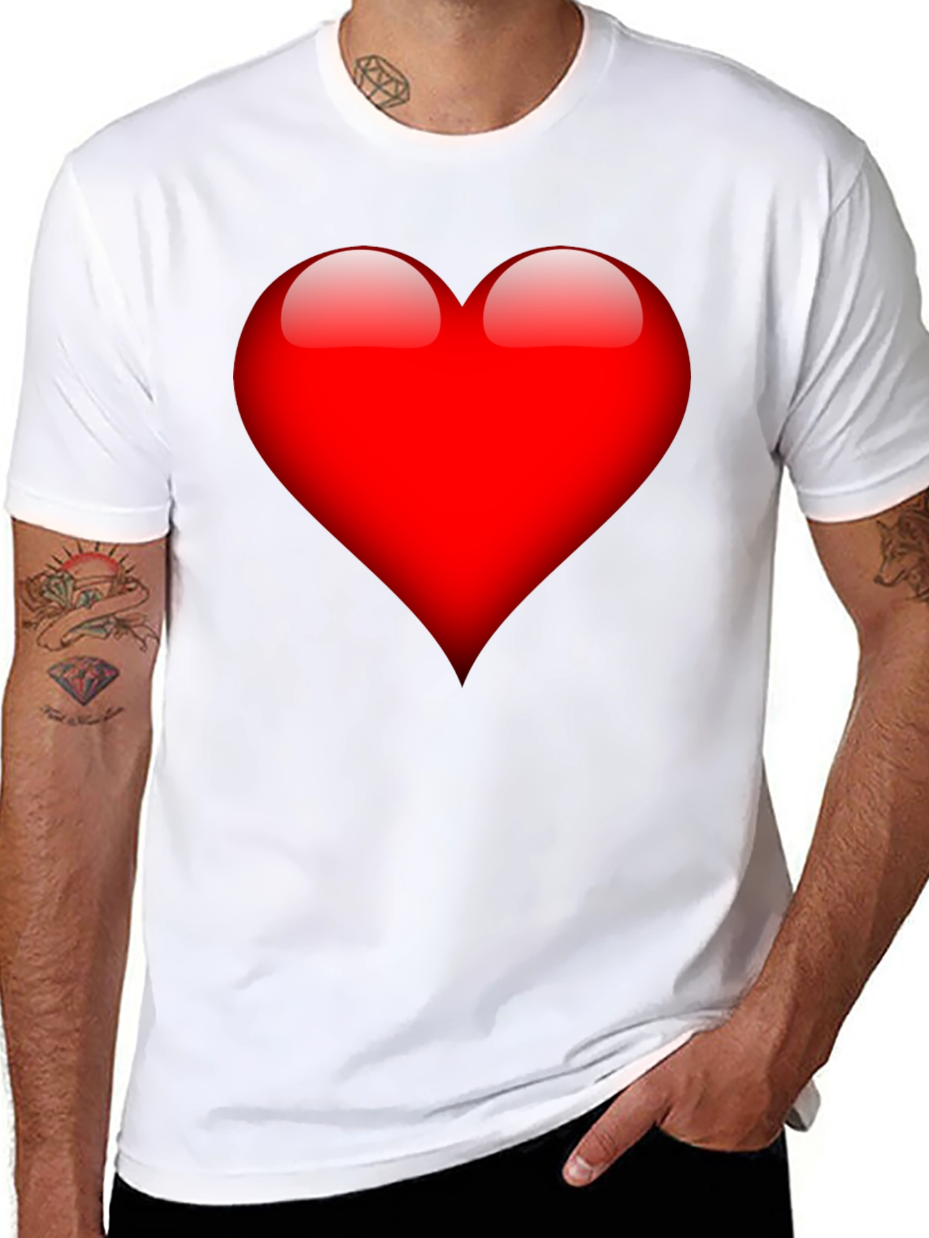 Bold Red Heart Graphic Black T-Shirt