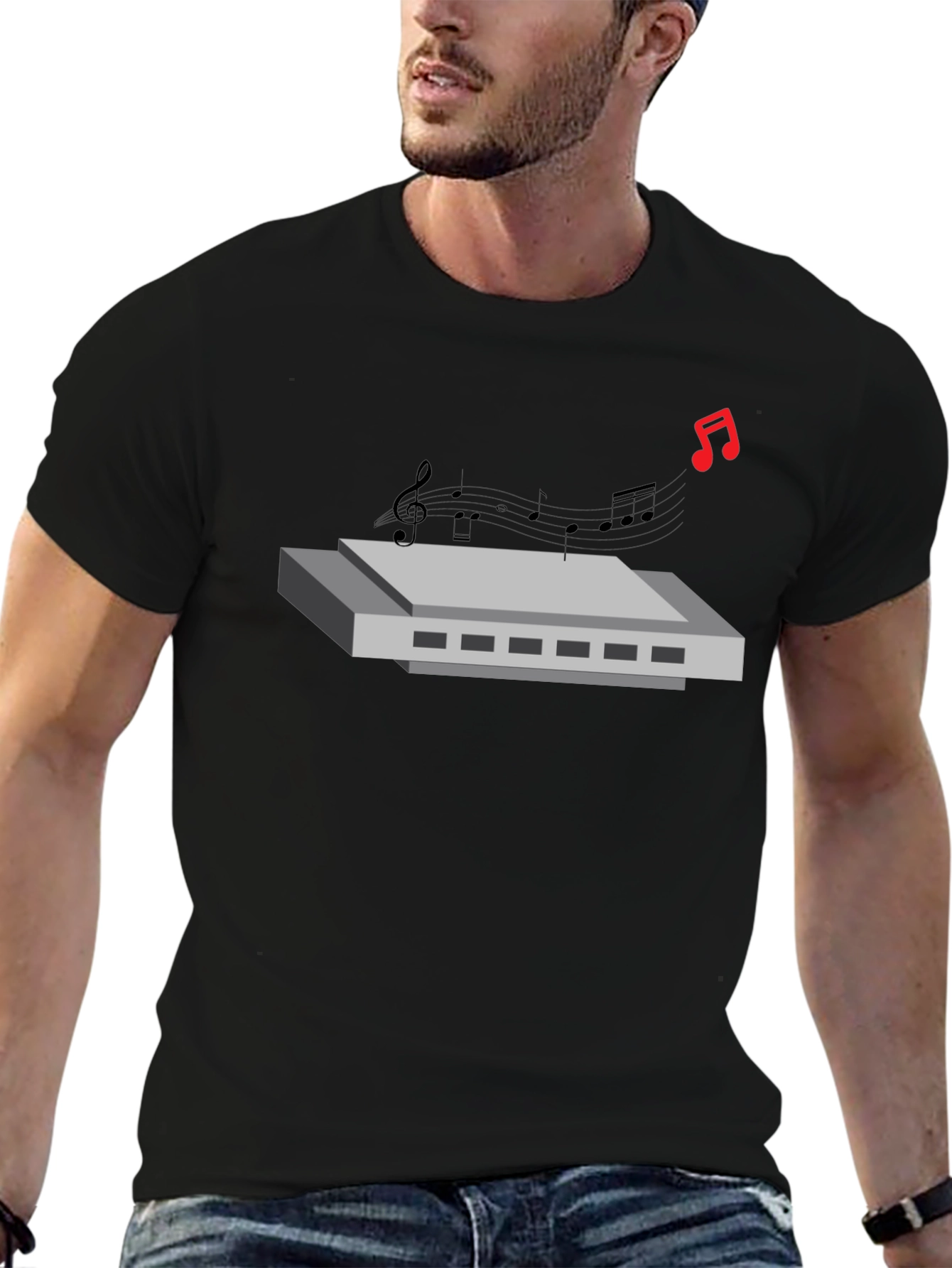 Harmonica Graphic Tee - Music Lovers T-Shirt