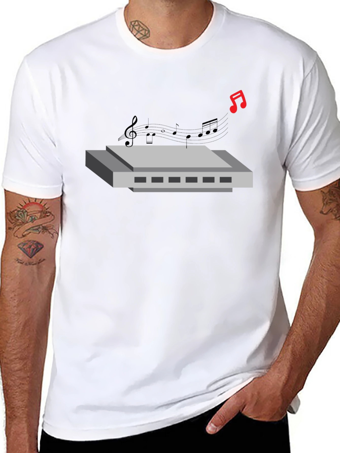 Harmonica Graphic Tee - Music Lovers T-Shirt