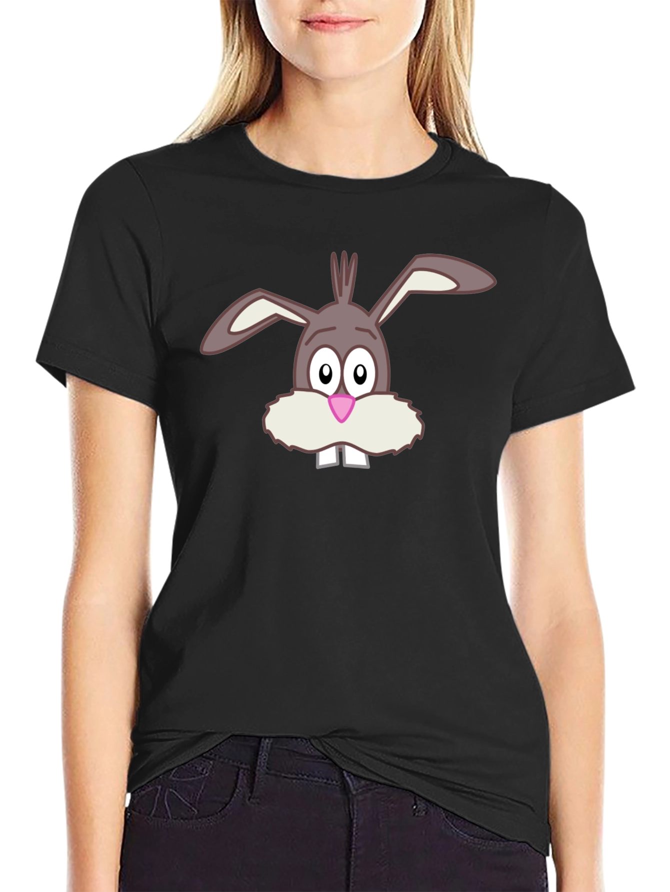 Funny Bunny Graphic Tee - Soft Cotton Black T-Shirt