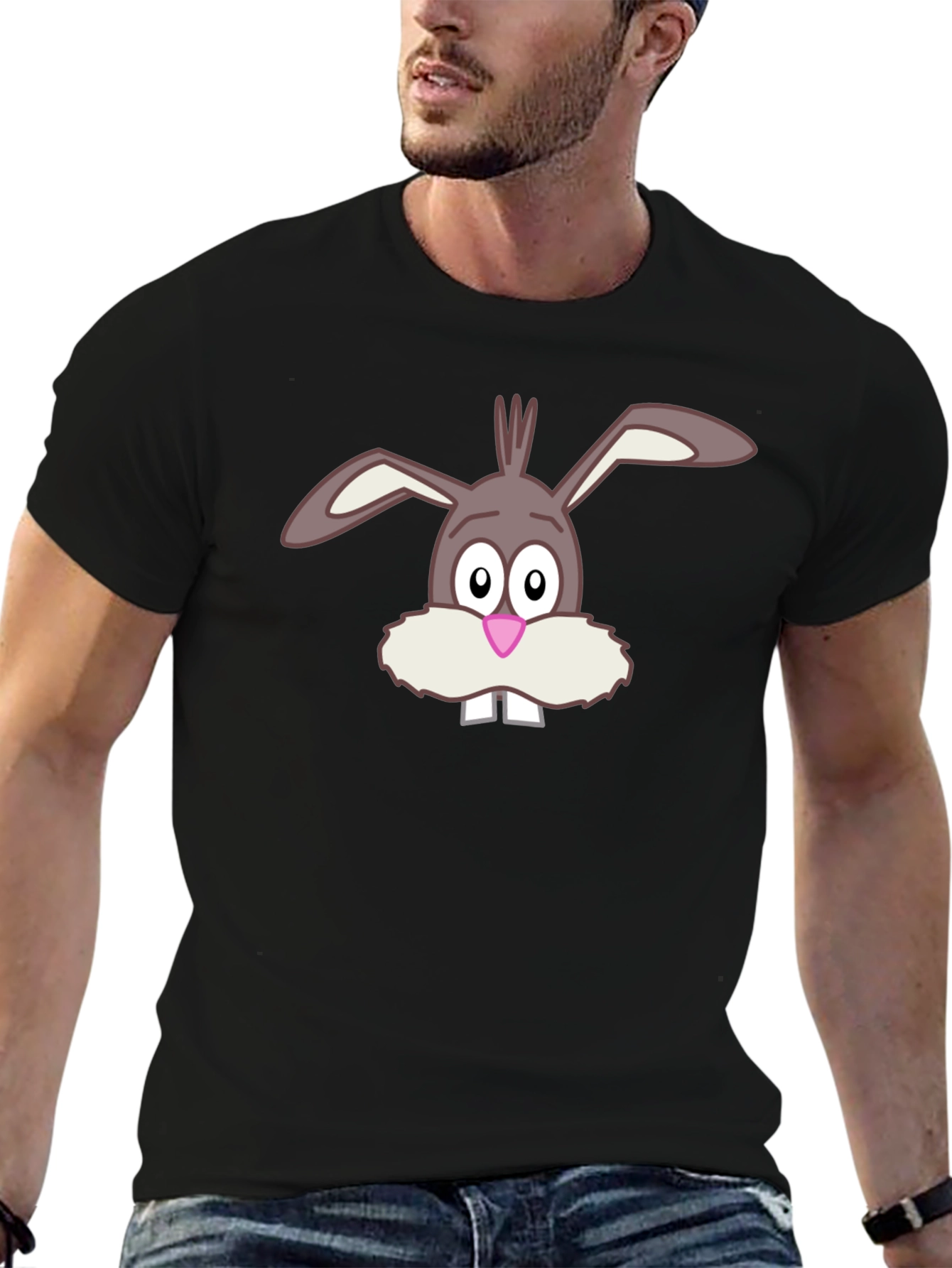 Funny Bunny Graphic Tee - Soft Cotton Black T-Shirt