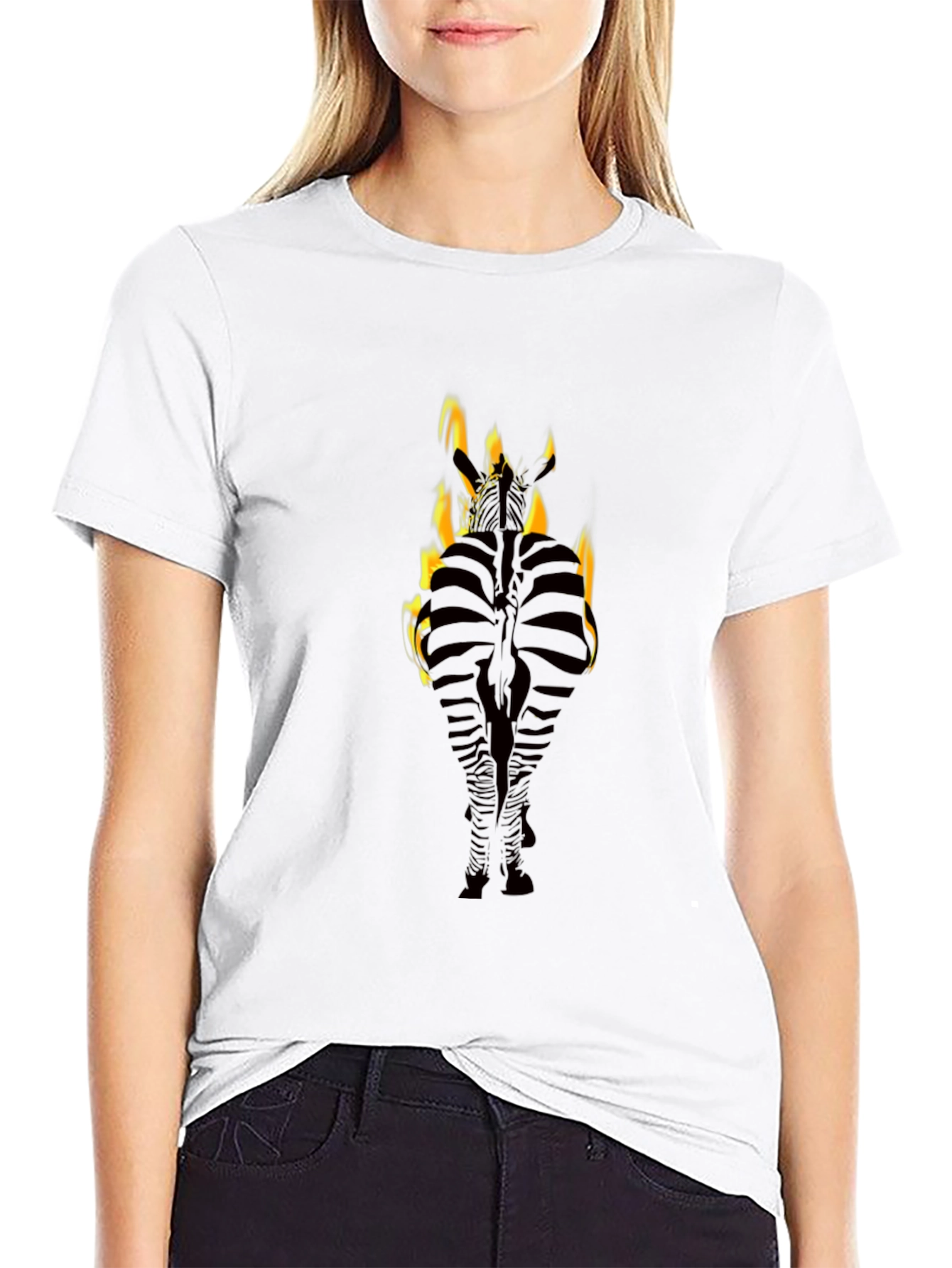 Flaming Zebra Black T-Shirt