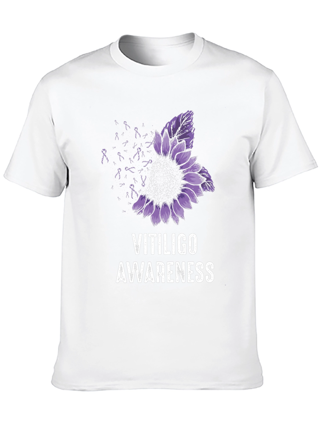 Vitiligo Awareness T-Shirt Purple Sunflower