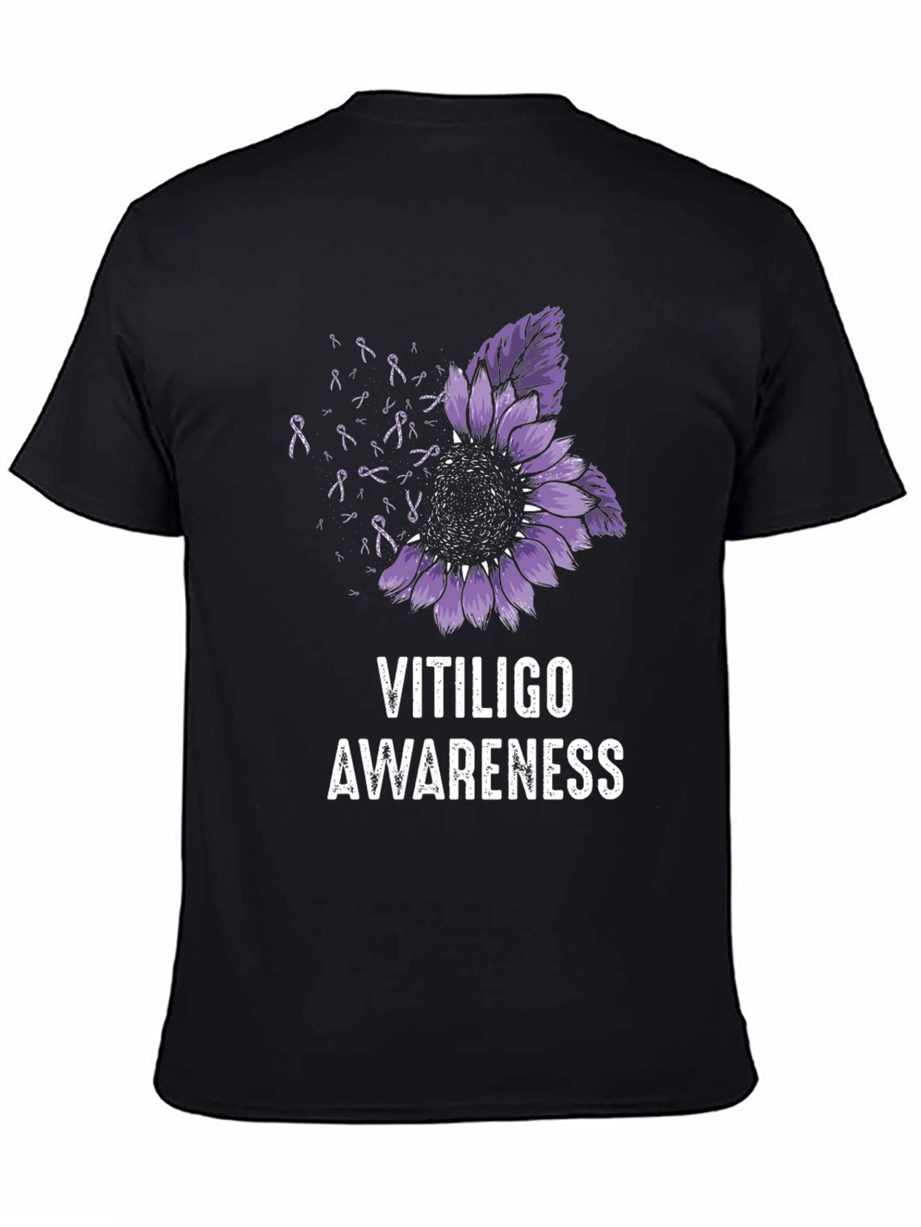 Vitiligo Awareness T-Shirt Purple Sunflower