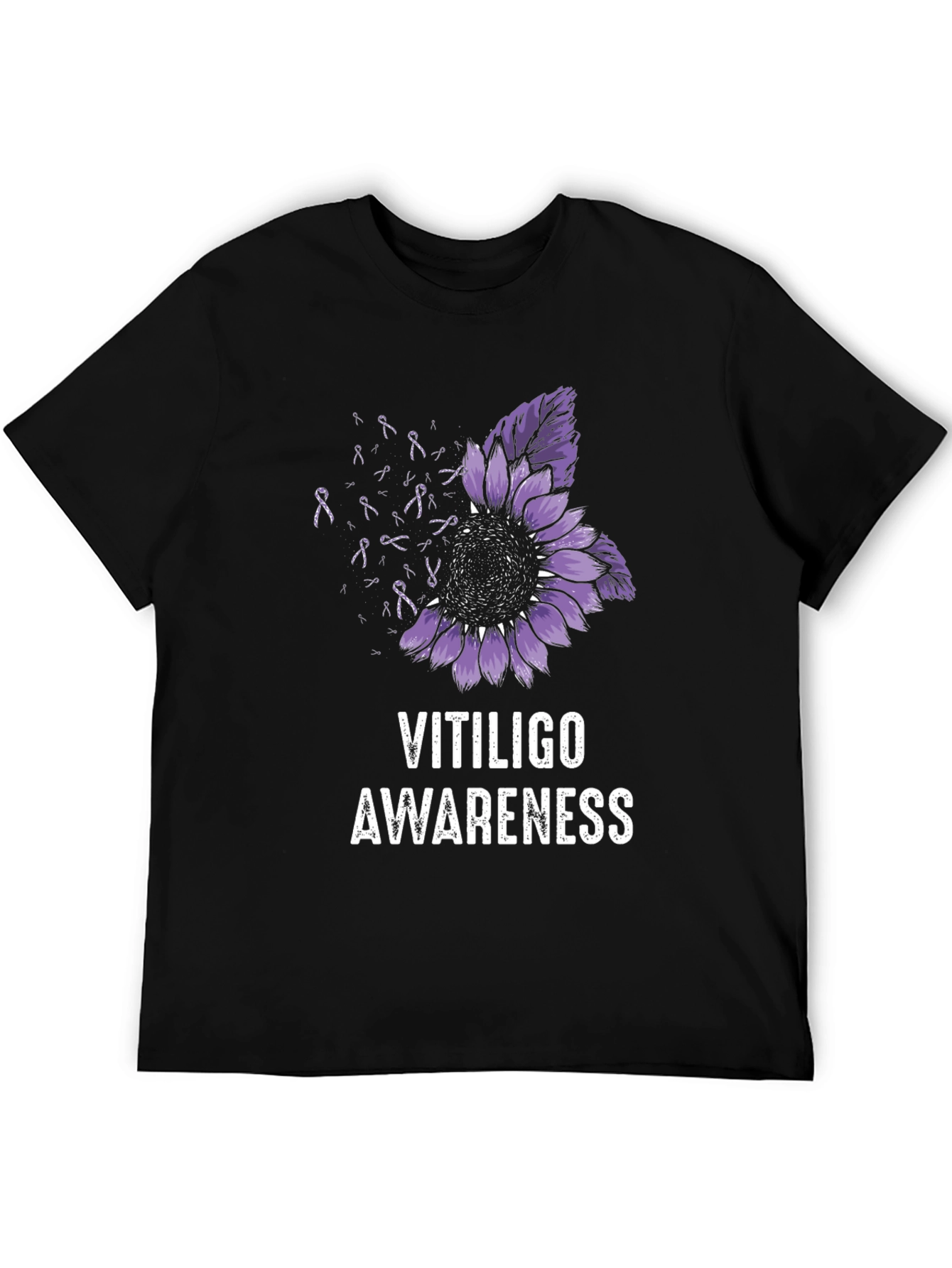 Vitiligo Awareness T-Shirt Purple Sunflower