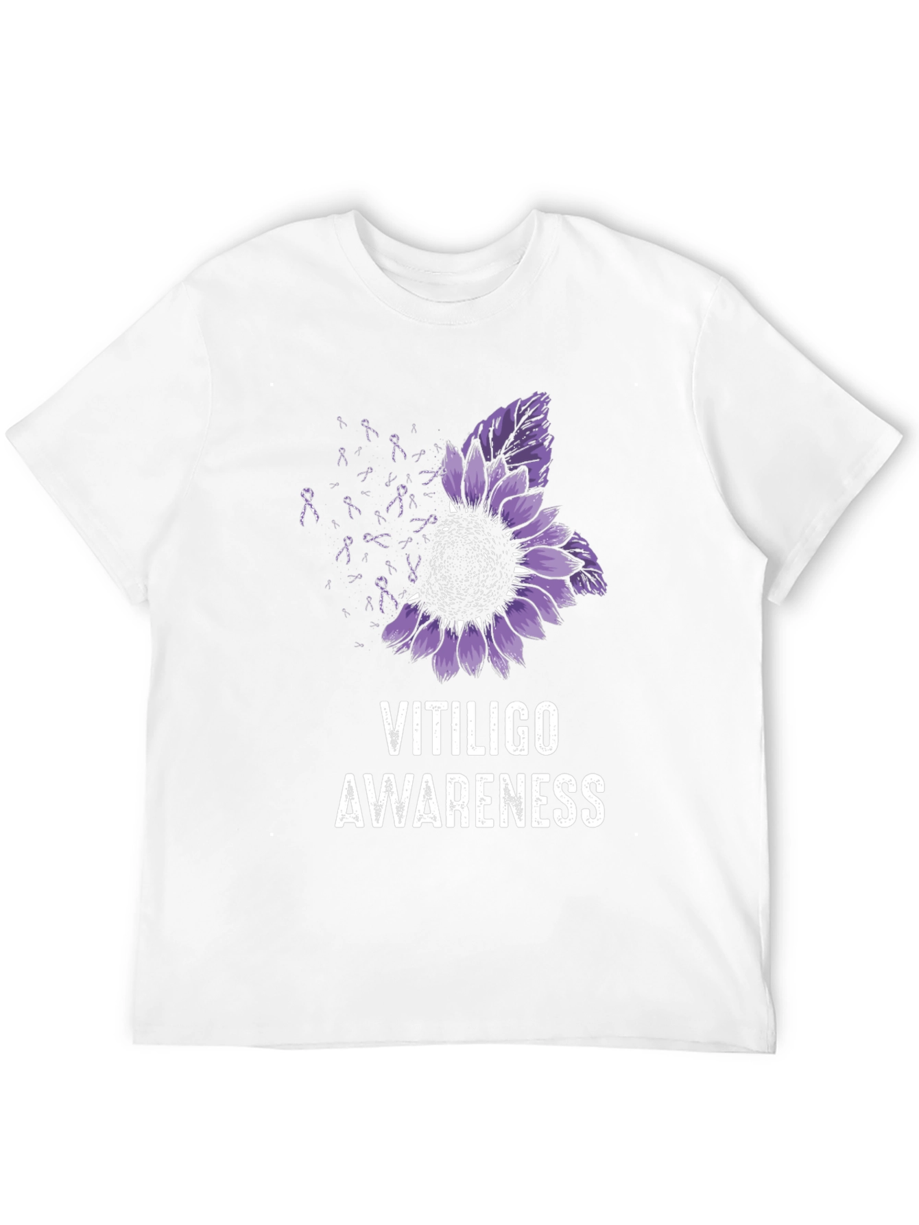 Vitiligo Awareness T-Shirt Purple Sunflower