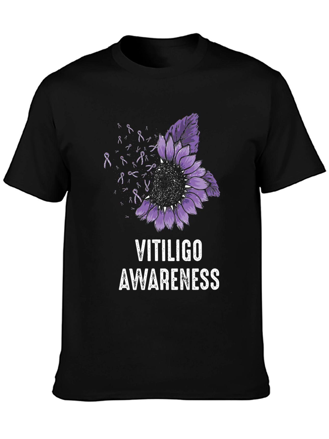 Vitiligo Awareness T-Shirt Purple Sunflower