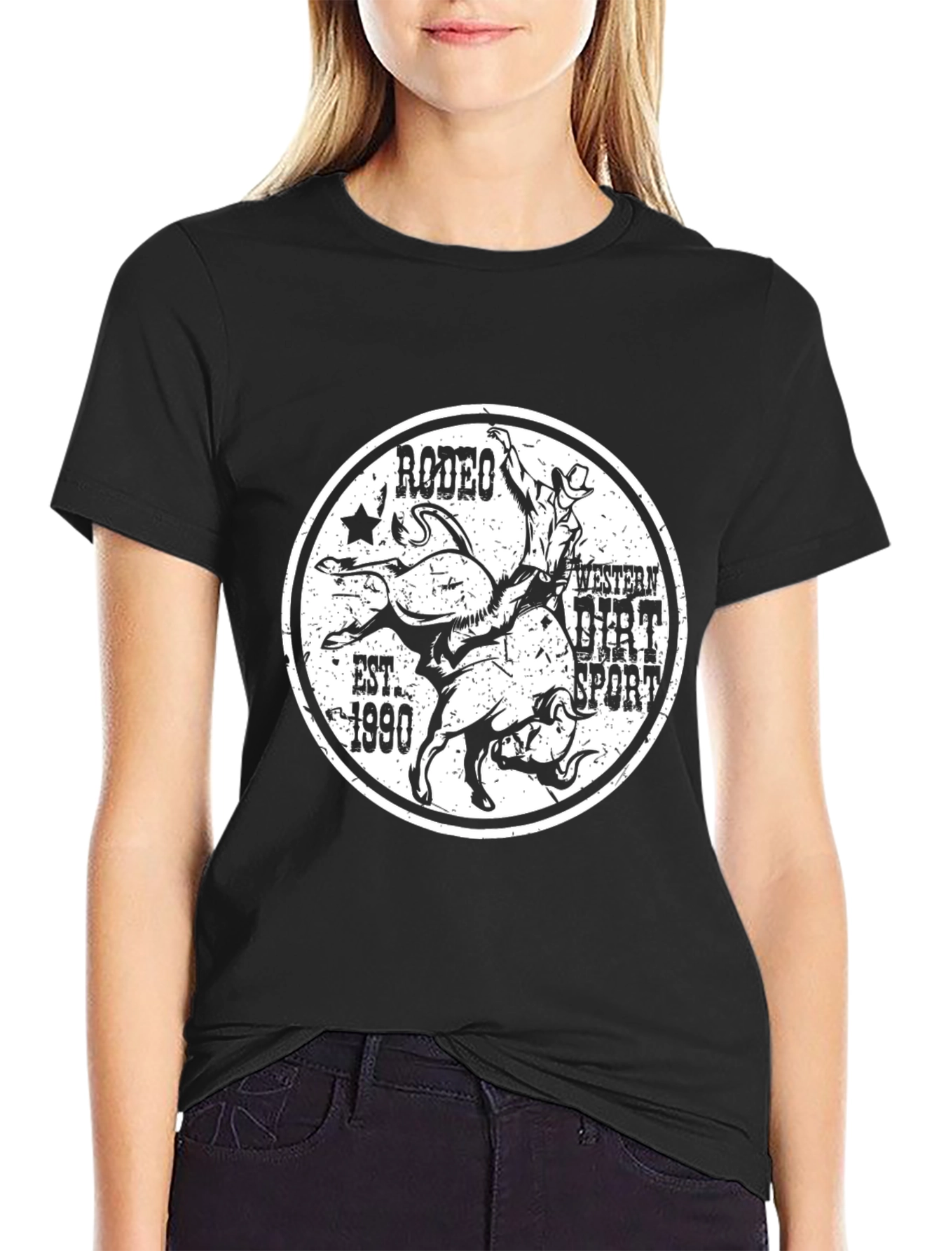 Rodeo Western Dirt Sport Black T-Shirt