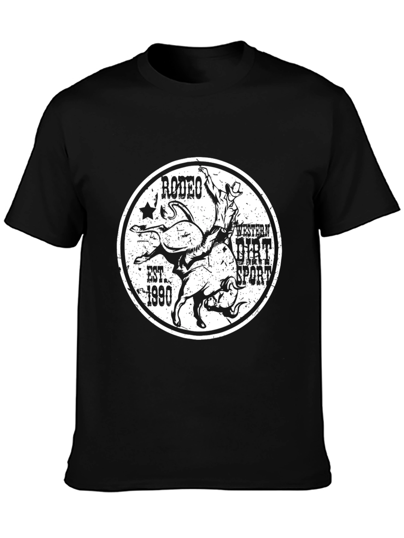 Rodeo Western Dirt Sport Black T-Shirt