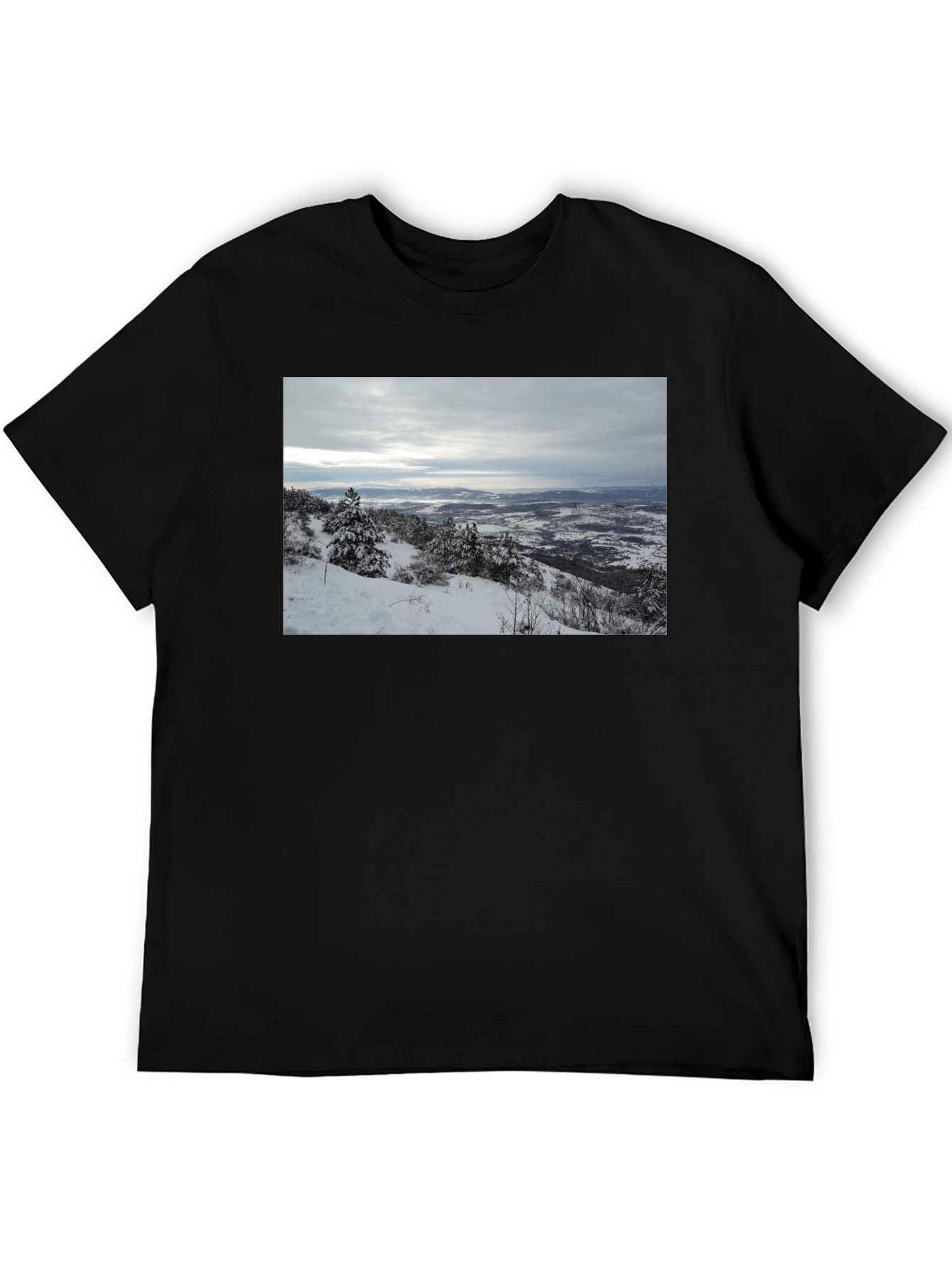 Snowy Landscape Graphic Tee - Black