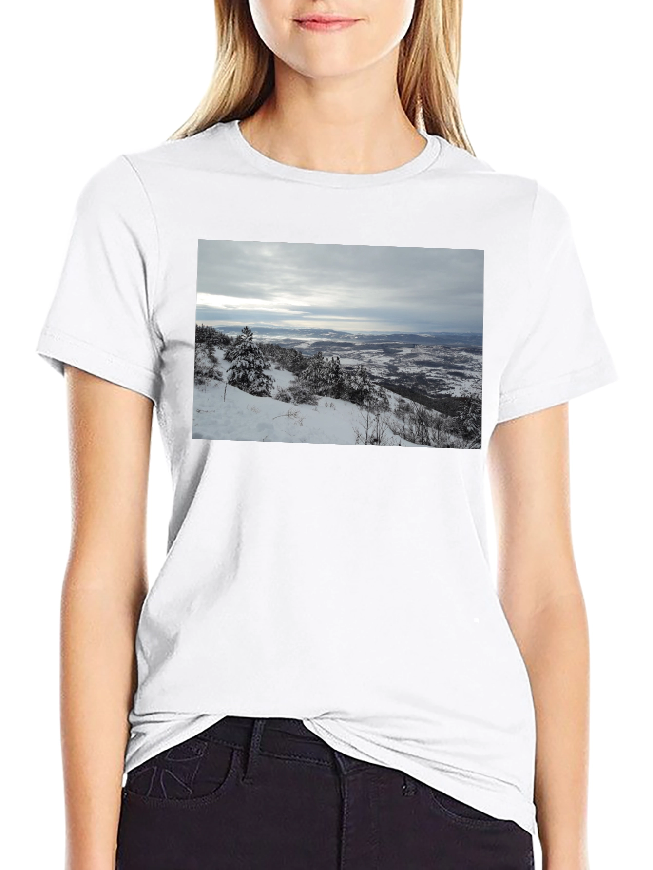 Snowy Landscape Graphic Tee - Black