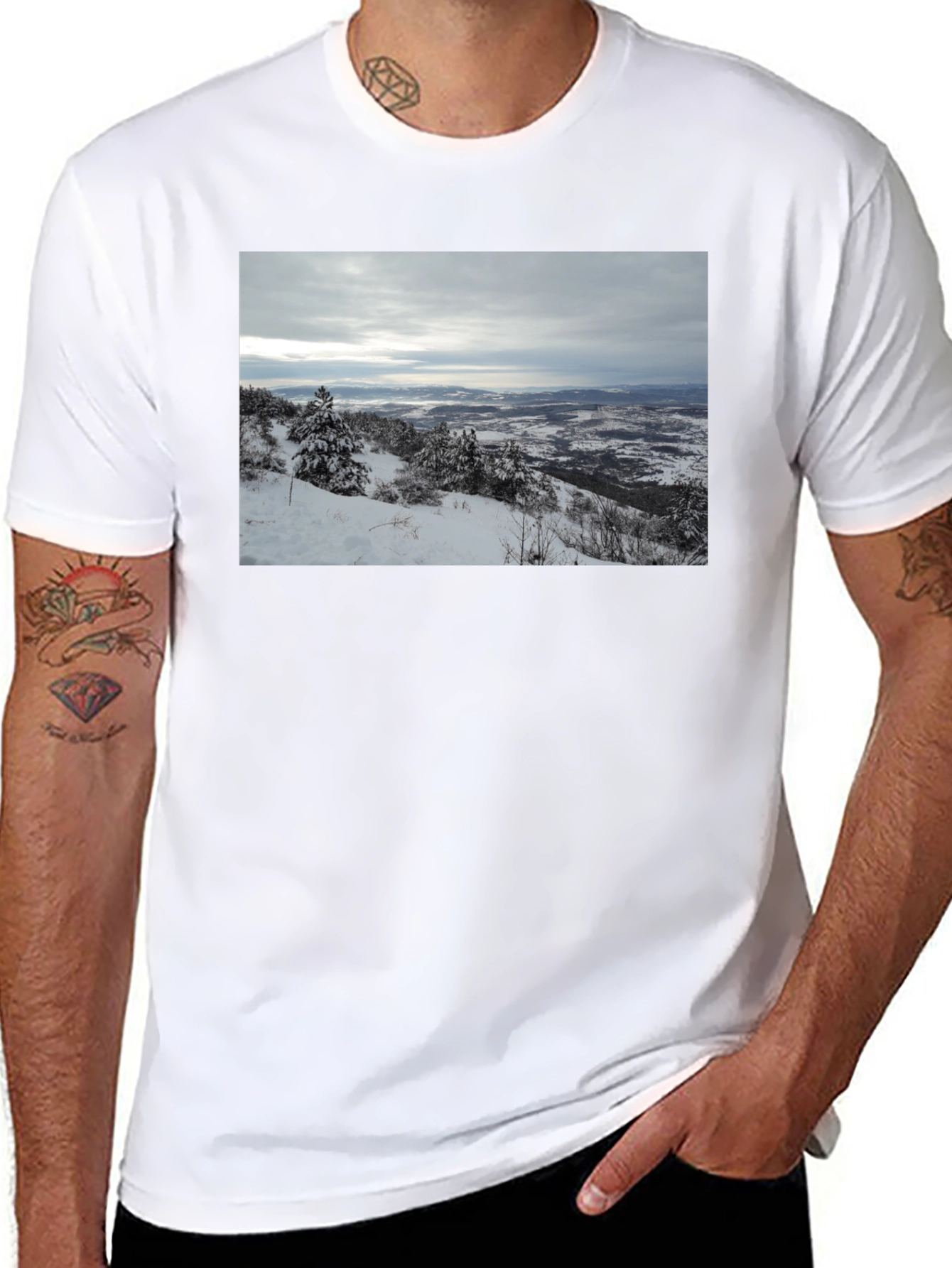 Snowy Landscape Graphic Tee - Black