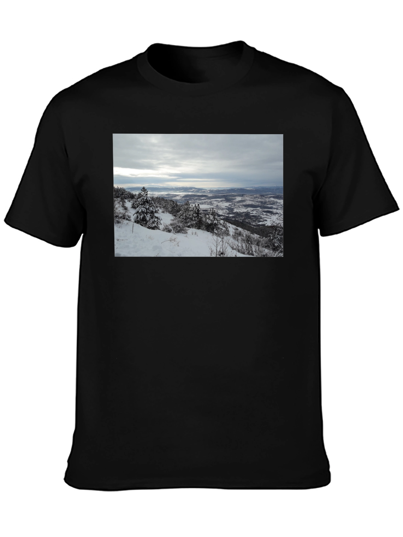Snowy Landscape Graphic Tee - Black