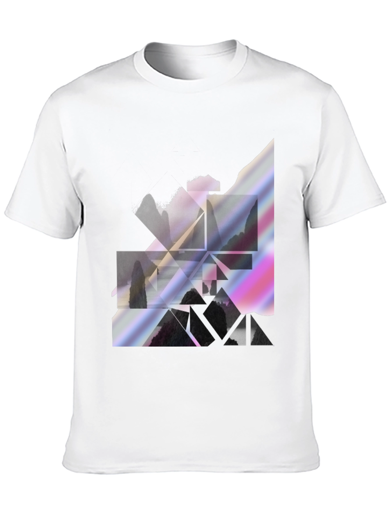 Geometric Landscape Graphic Tee - Stylish Black Shirt