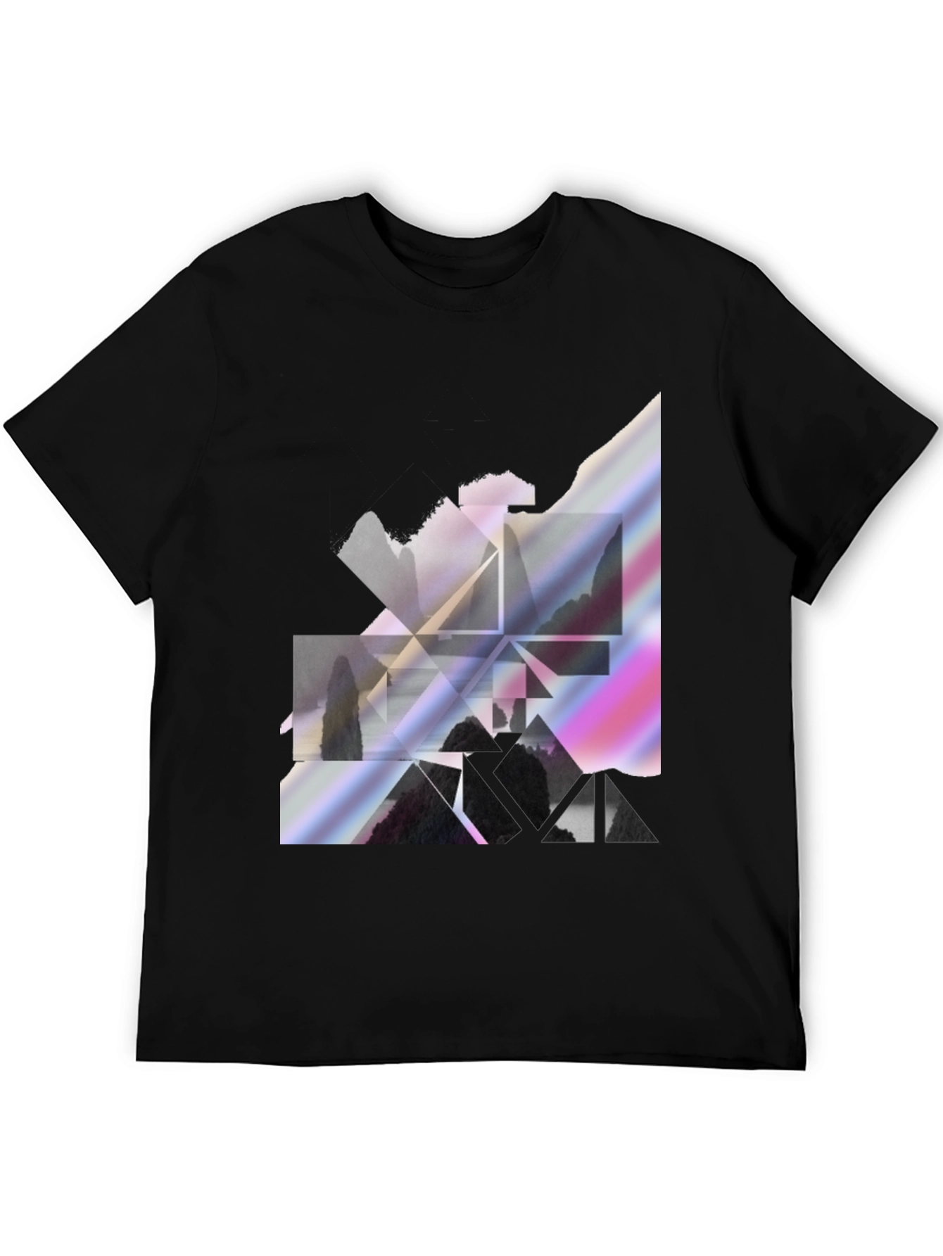 Geometric Landscape Graphic Tee - Stylish Black Shirt