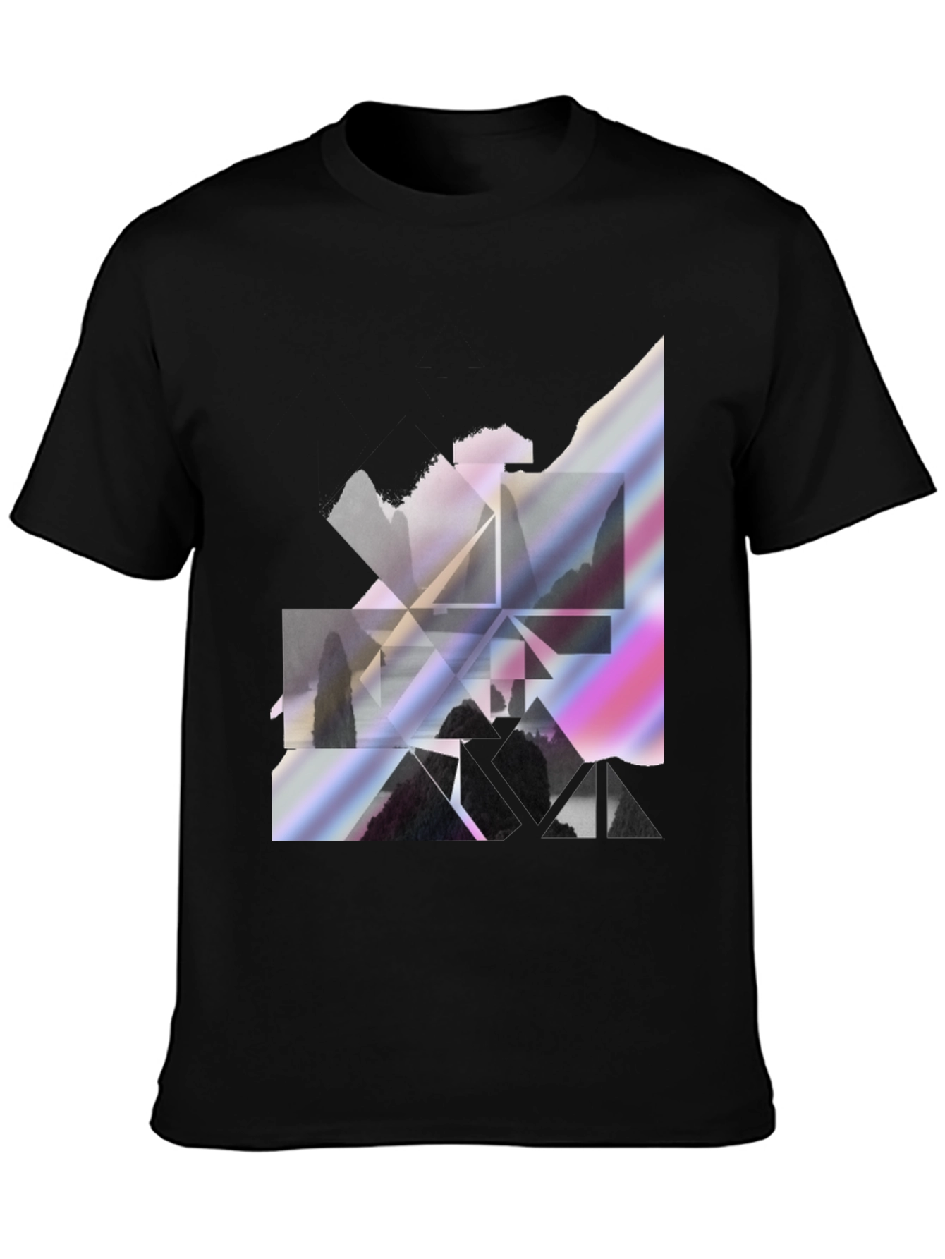 Geometric Landscape Graphic Tee - Stylish Black Shirt