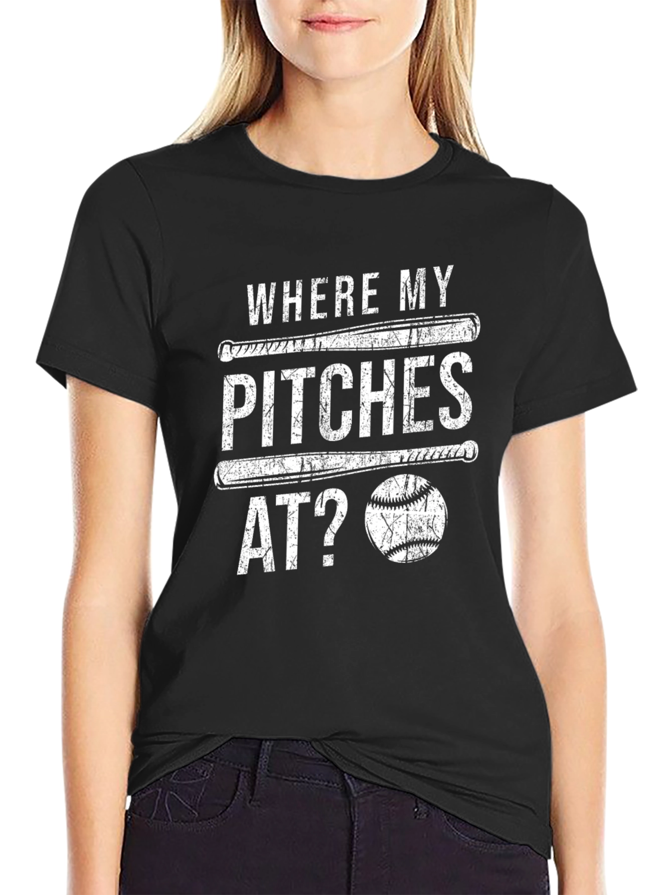 Where My Pitches At? Baseball Graphic T-Shirt