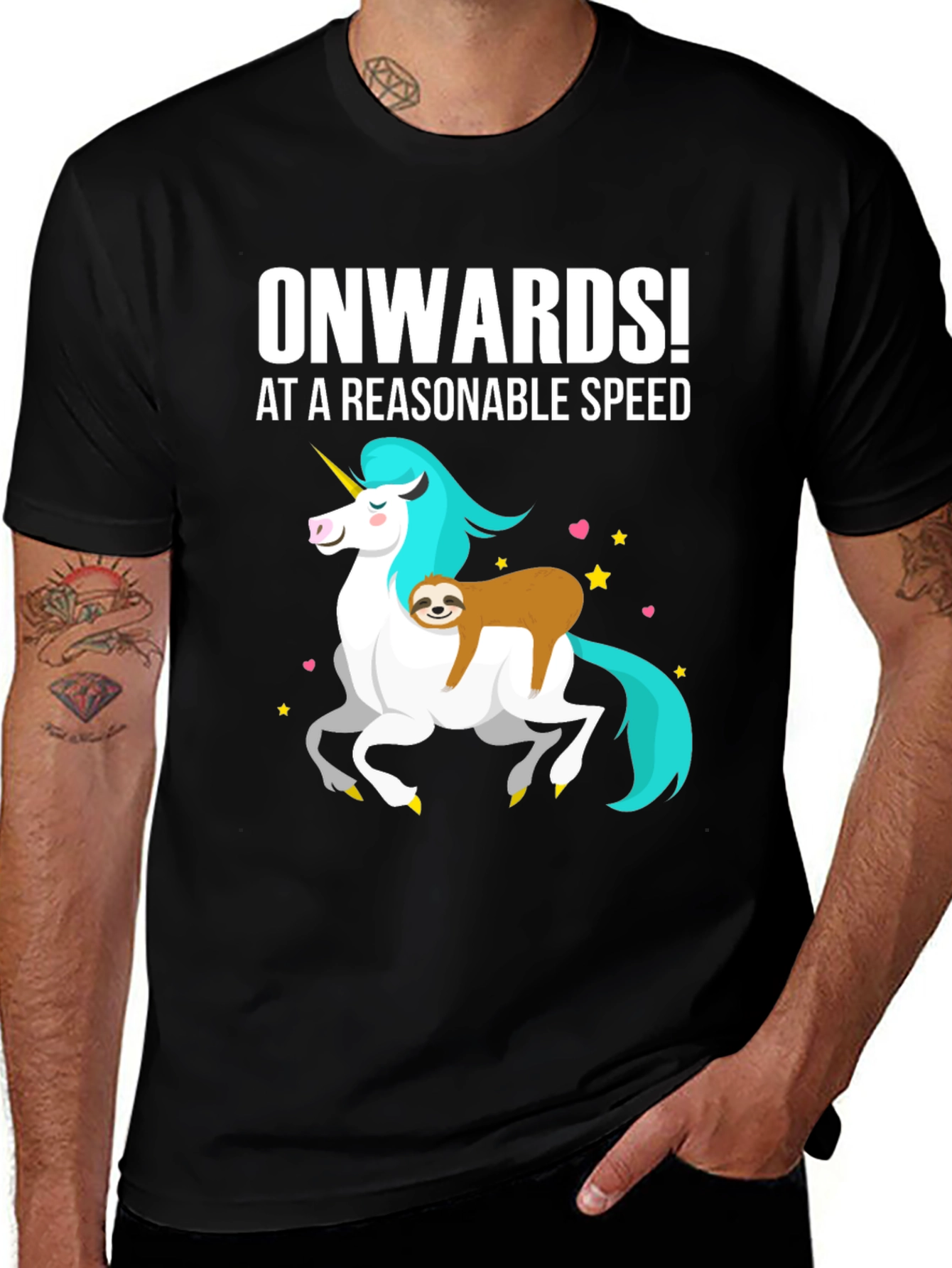 Onwards! Sloth Riding Unicorn Graphic Tee