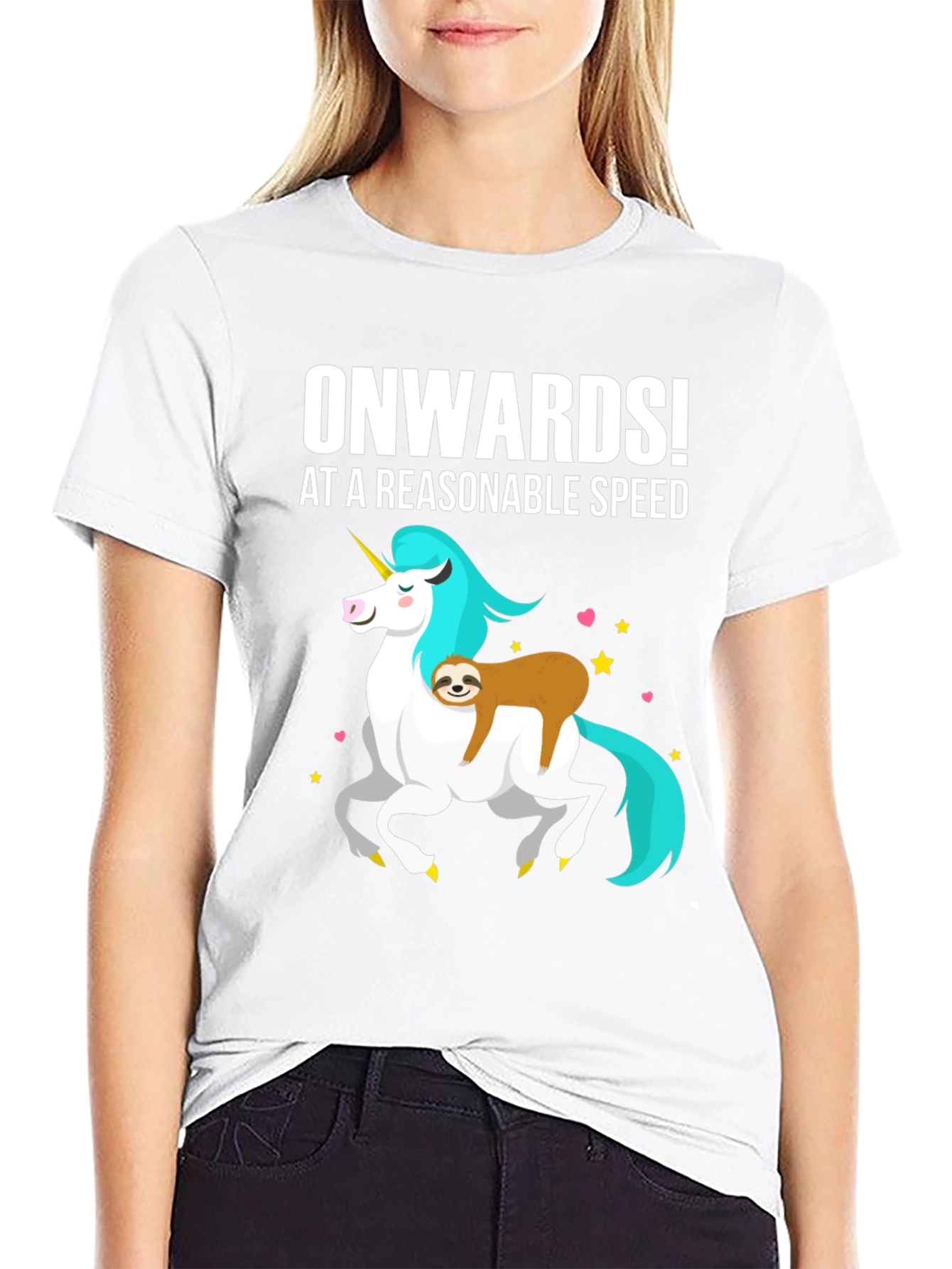 Onwards! Sloth Riding Unicorn Graphic Tee